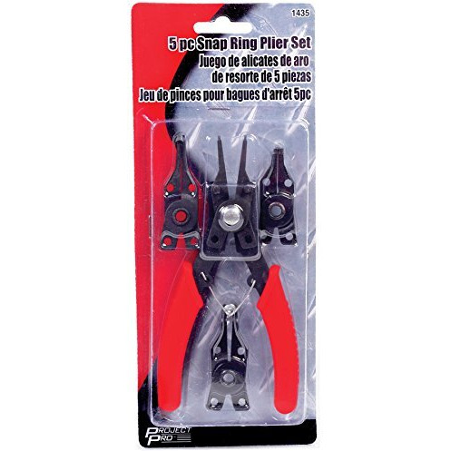 Performance Tool 1435 Interchangeable Head Snap Ring Pliers With Straight, 45 Degree And 90 Degree Angled Heads For Internal And External Use