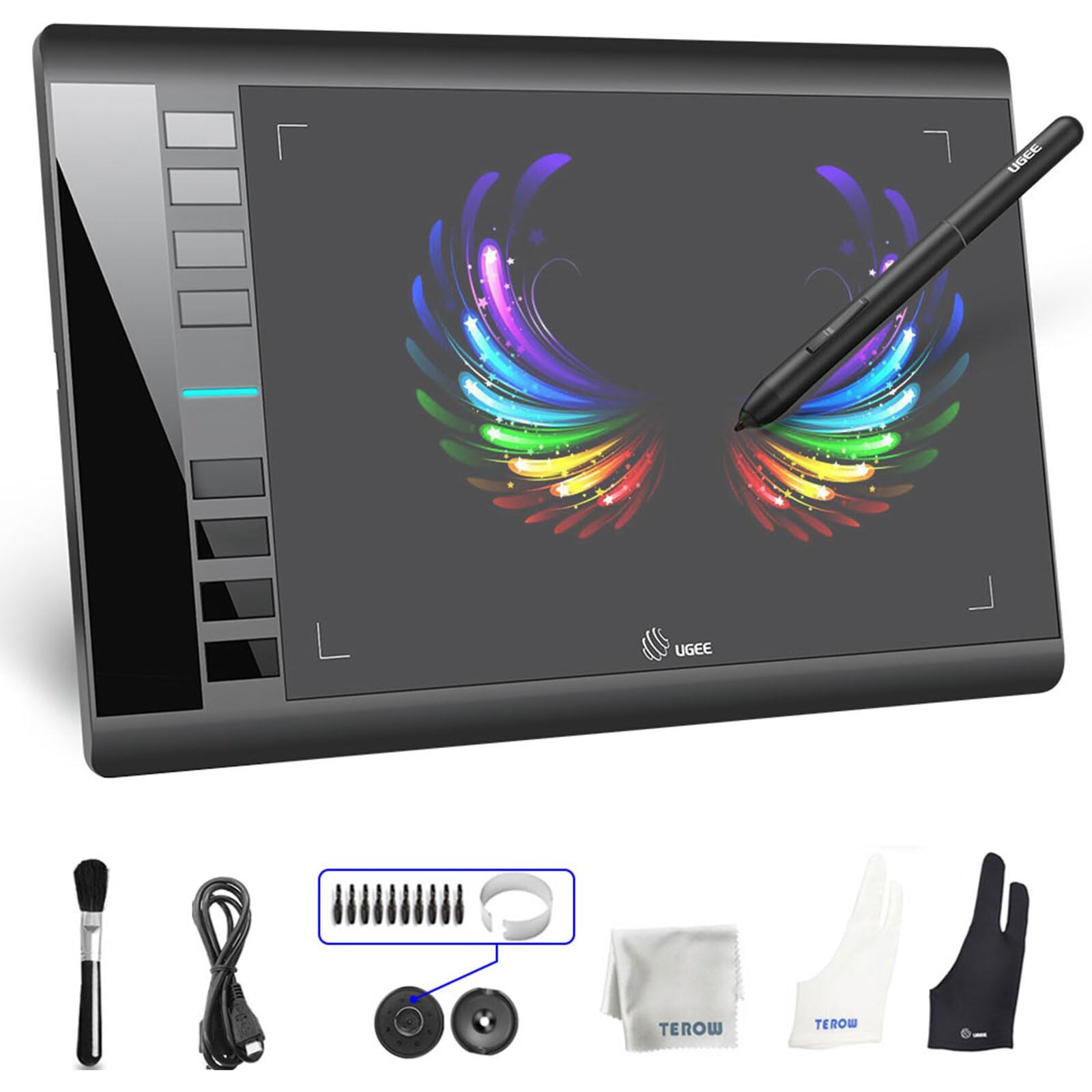 Graphics Drawing Tablets, Ugee M708 10 X 6 Inch Large Active Area Drawing Tablet With 8 Hot Keys 8192 Levels Pen Graphic Tablets For Computer Digital Art Creation Sketch For Windows Mac Os And Linux