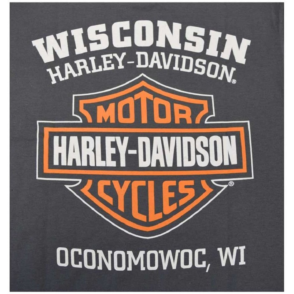 Harley-Davidson Men's Long Sleeve Orange Bar & Shield Grey Shirt 30291963 (L)