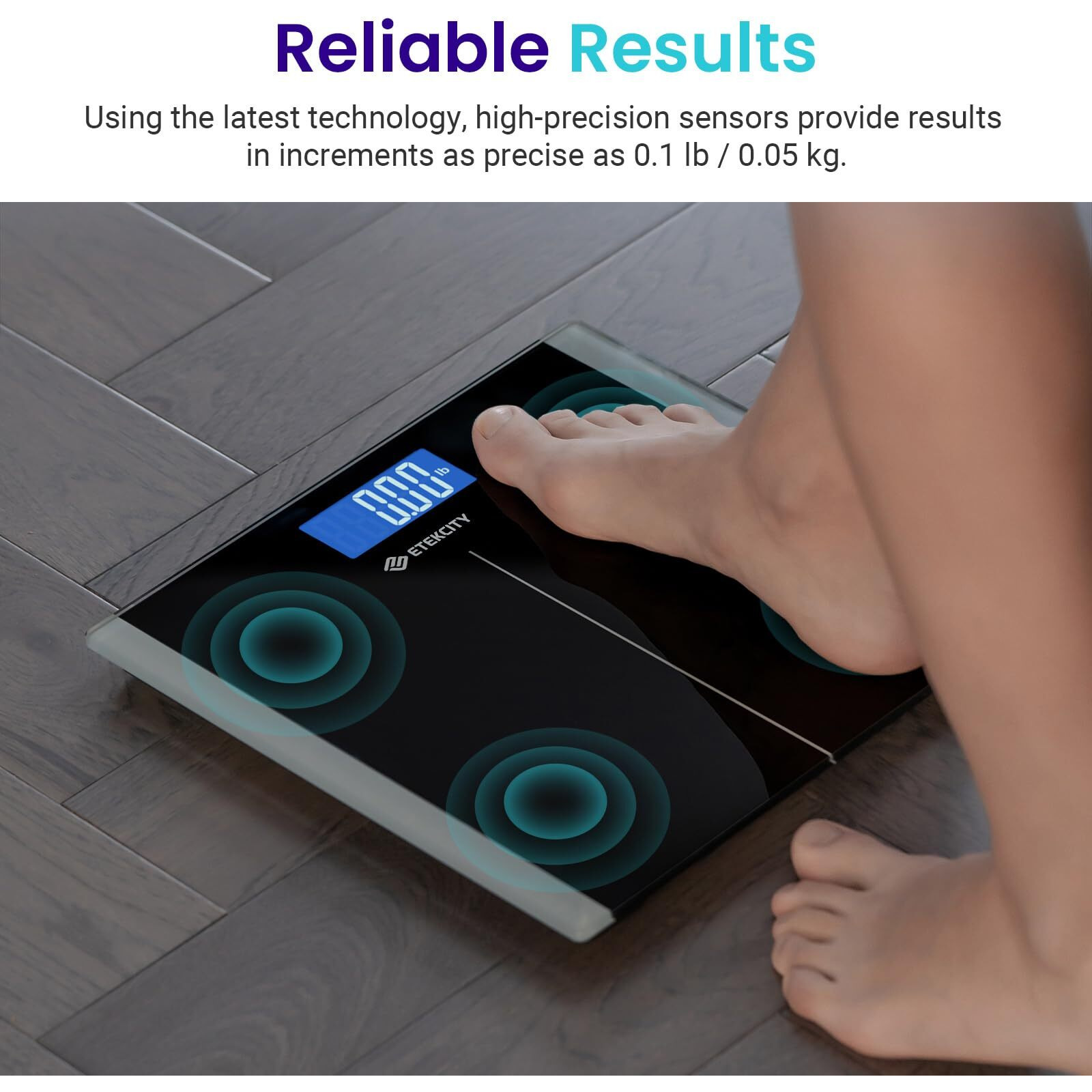Etekcity Bathroom Scale For Body Weight, Highly Accurate Digital Electronic Weighing Machine For People, Lcd Display, Large Size, 6Mm Tempered Glass For Safe Home Use, Batteries Included, 400 Lbs
