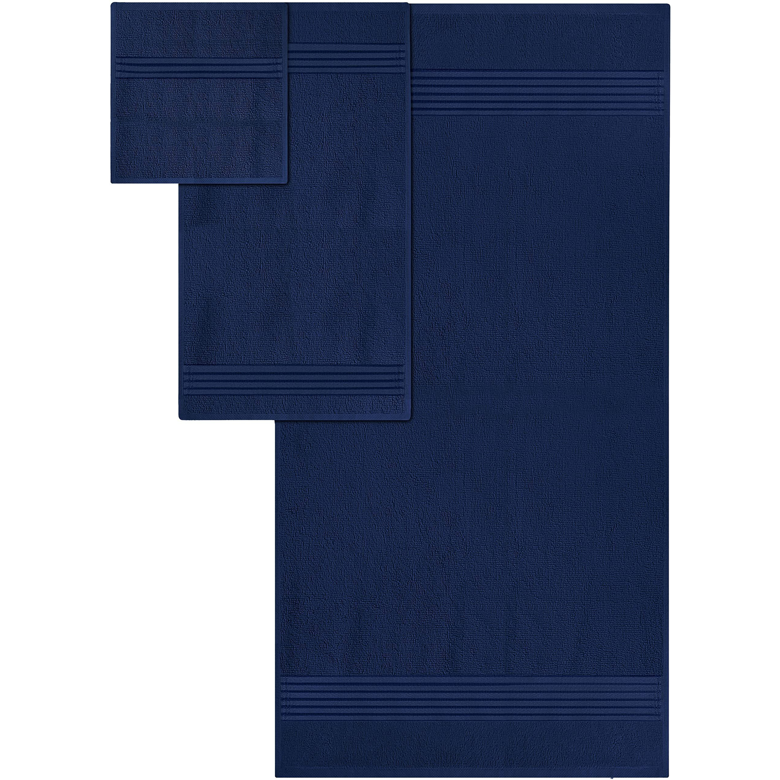 Utopia Towels 8-Piece Premium Towel Set, 2 Bath Towels, 2 Hand Towels, And 4 Wash Cloths, 100% Ring Spun Cotton Highly Absorbent Towels For Bathroom, Sports, And Hotel (Navy)
