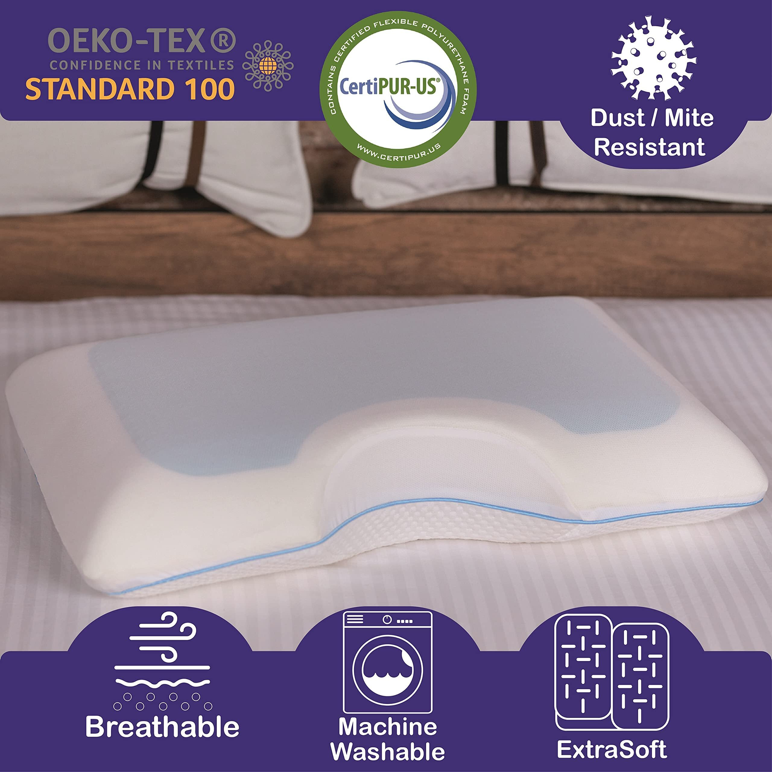 Side Sleeper Pillow - Bed Pillow - Cooling Pillow - My Skin Friendly Memory Foam Pillow - Pillow Cover Cervical Pillow Orthopedic Pillow Supports Posture Neck Bed Pillow Sleeping Pillow