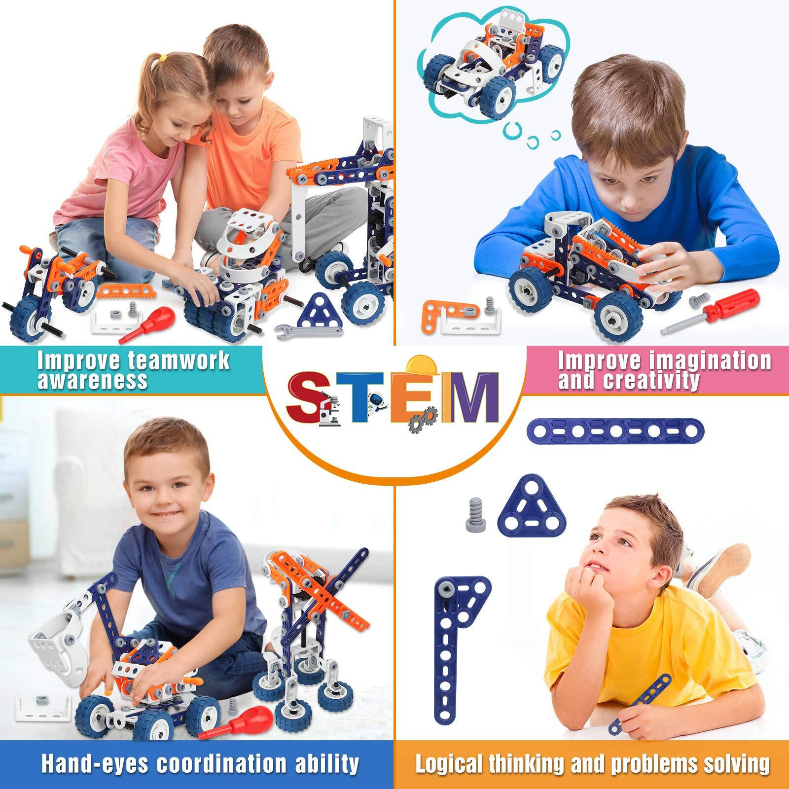Kizbruo Building Toys For Boys Age 8-12, Boys Toys Age 6-8, Erector Set For Boys 6-8, 152Pcs Diy 12 In 1 Stem Toys For 7 8 9 Year Old Boy, Engineering Building Toys For 10 11 12 Year Old