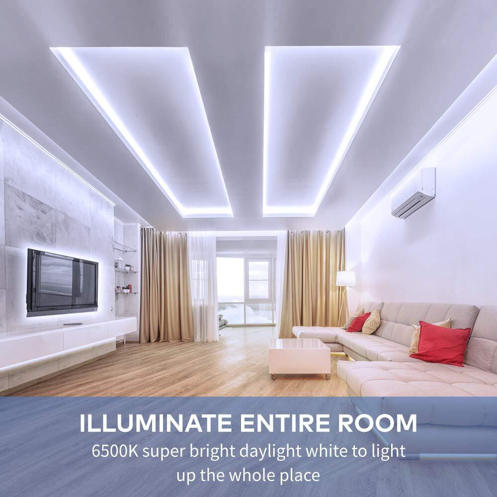 Govee White Led Strip Lights, Upgraded 16.4Ft Dimmable Led Light Strip 6500K Bright Daylight White, Strong Adhesive, 300 Leds Flexible Tape Lights For Mirror, Kitchen Cabinet, Bedroom, Halloween Decor