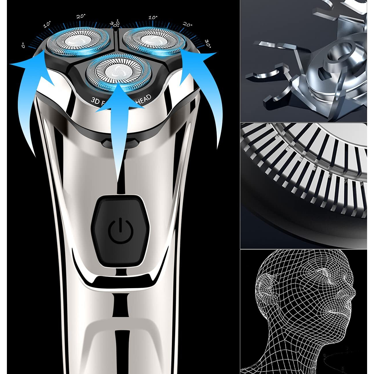Weliry Electric Razor For Men Electric Shaver Mens For Shaving With Pop-Up Trimmer Electric Rotary Shavers For Men Wet & Dry Cordless Waterproof Usb Rechargeable
