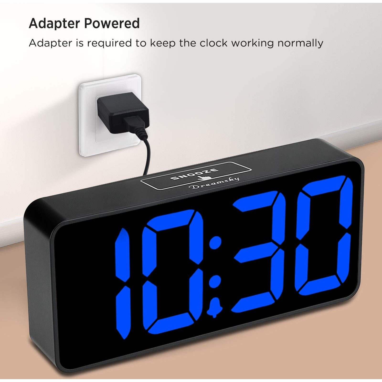 Dreamsky Large Digital Alarm Clock Big Numbers For Seniors & Visually Impaired, 9 Inches Electric Clocks For Bedroom, Jumbo Display Fully Dimmable Brightness, Usb Ports, Adjustable Alarm Volume