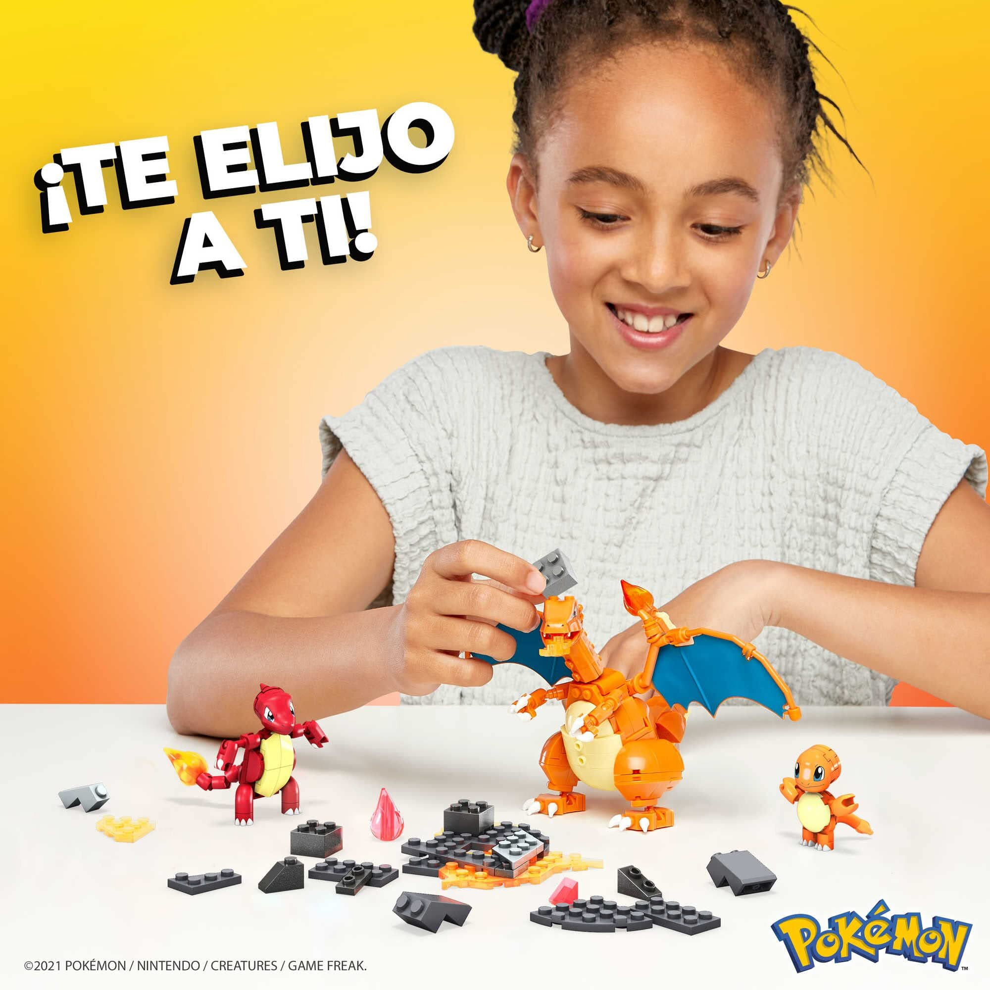 Mega Pok  Mon Action Figure Building Toys For Kids, Charmander Evolution Set With 300 Pieces, 3 Poseable Characters, Charmeleon And Charizard