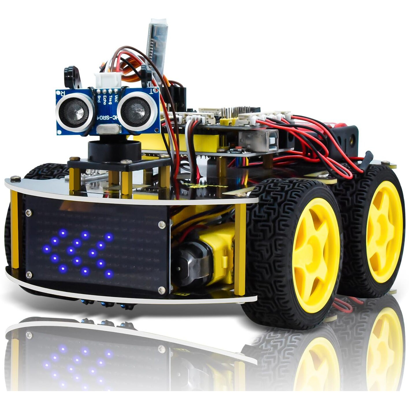 Keyestudio Smart Car Robot,4Wd Programmable Diy Starter Kit For Arduino For Uno R3,Electronics Programming Project/Stem Educational/Science Coding Kit For Teens Adults,15+