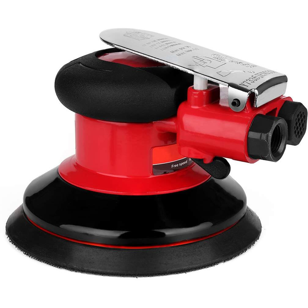 Ouya 5"" Air Random Orbital Sander, Red Dual Action Pneumatic Orbit Polisher For Polishing Sanding Waxing