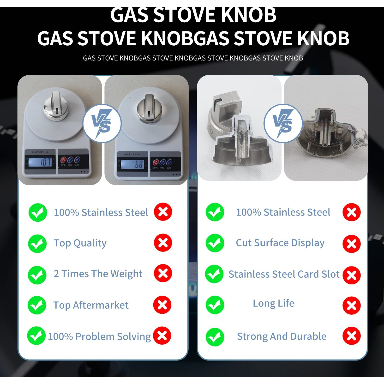 Strongest Version Wb03X24818 Ge Gas Stove Knob *4 100% Stainless Steel (Oem) Replace Range Surface Burner Knob Ap5989029 Ps11729081 Compatible With Ge Gas Stove -10 Years