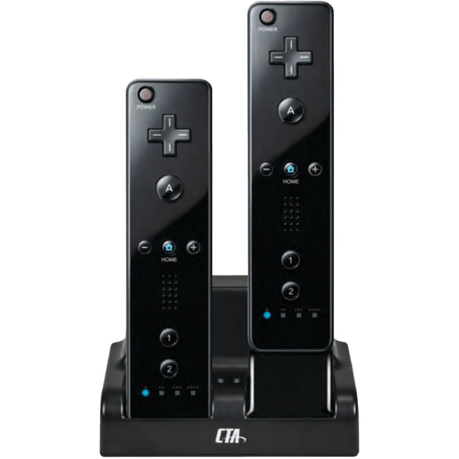 Cta Digital Wii Remote Dual Charge Station With 2 Rechargeable Batteries (Black)