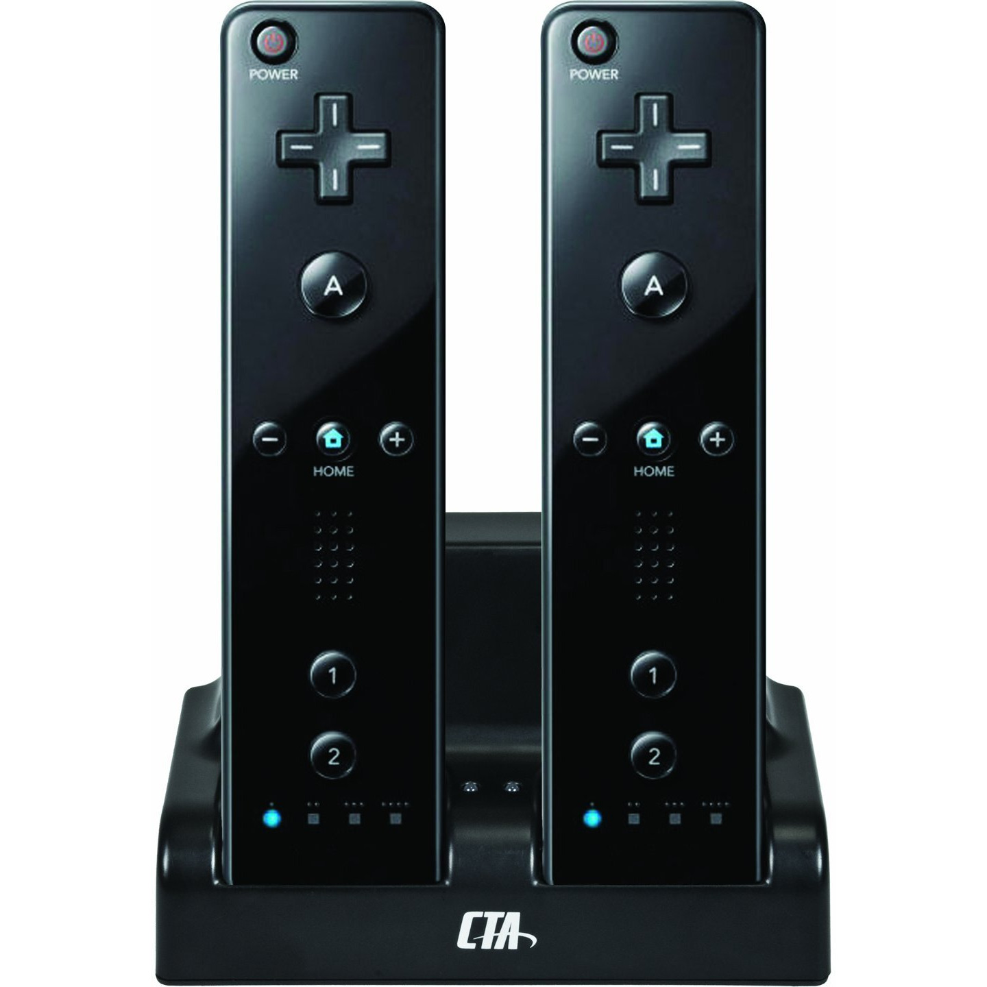 Cta Digital Wii Remote Dual Charge Station With 2 Rechargeable Batteries (Black)