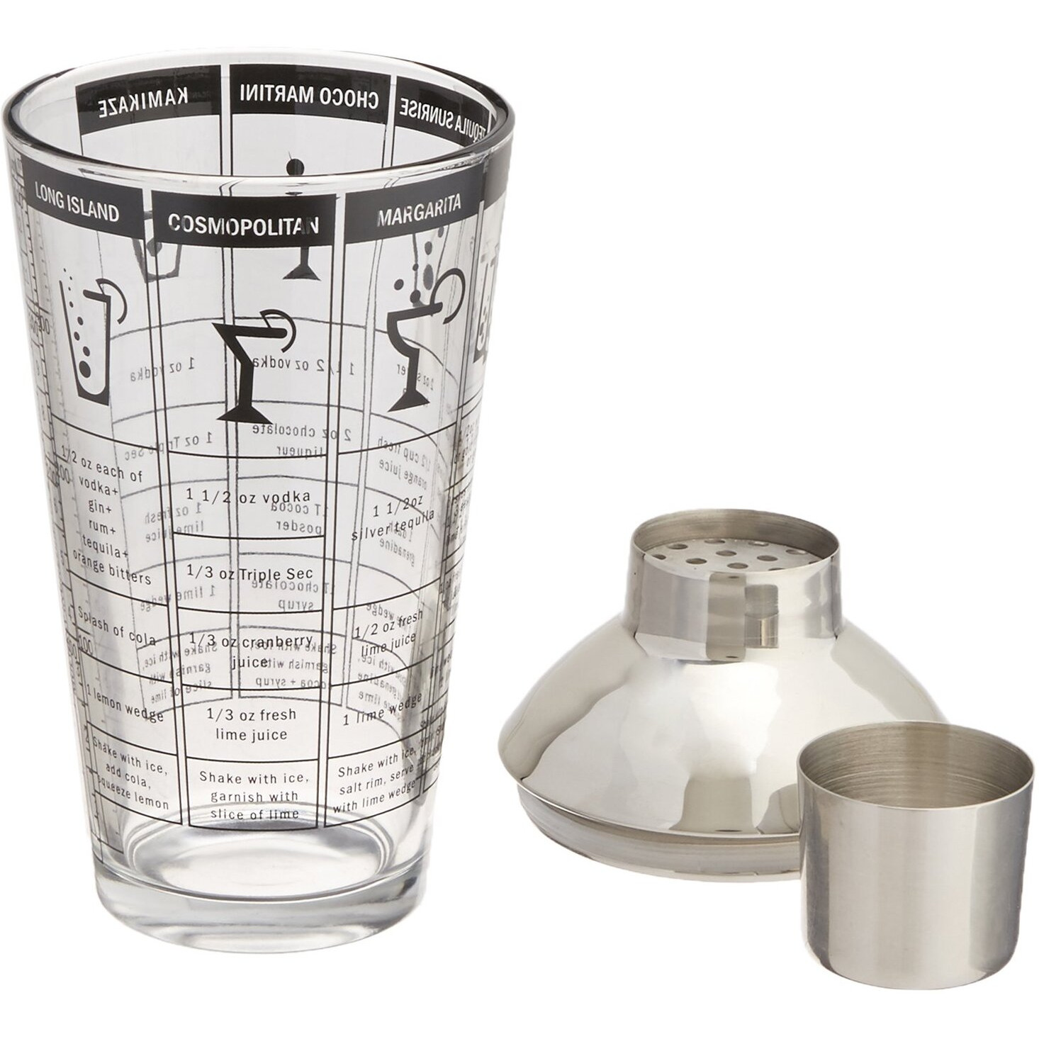 Franmara 8151-Bx Recipe Cocktail Shaker, Stainless Steel/Glass