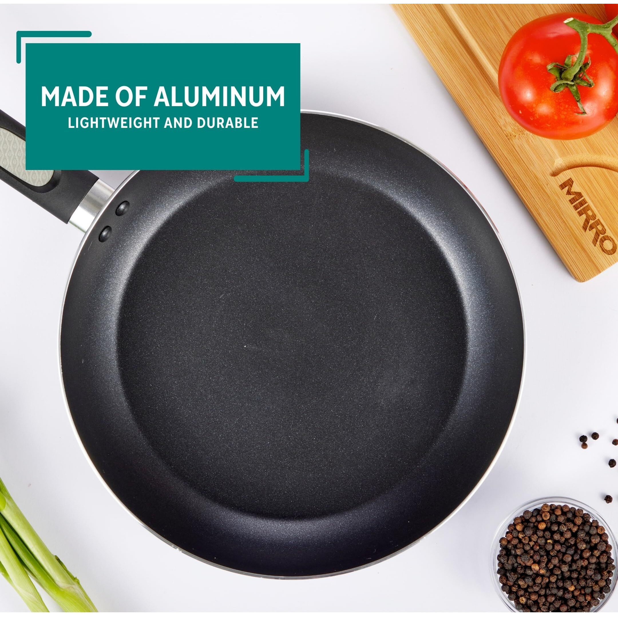 Mirro A79702 Get A Grip Aluminum Nonstick Fry Pan Cookware, 8-Inch, Black -