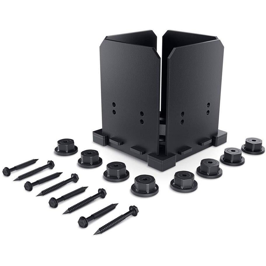Ozco 51708 Ironwood 6X6 Post Base, Black Galvanized Steel (1 Per Pack)