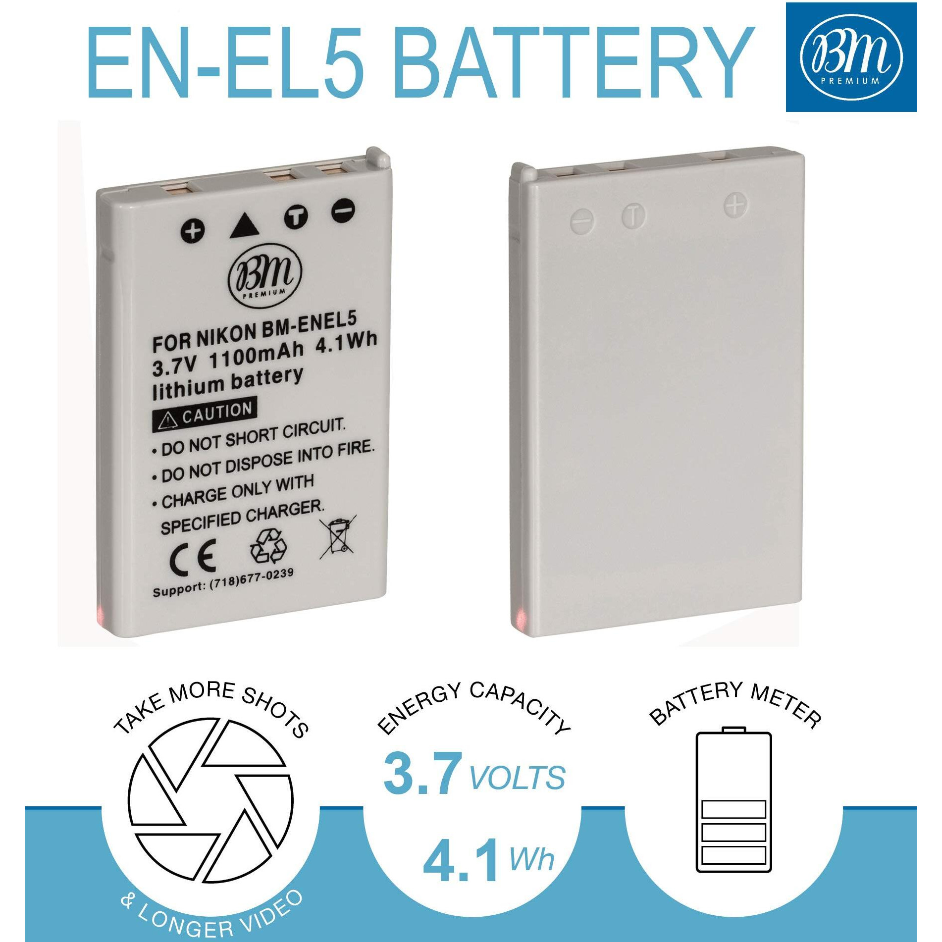Bm Premium 2-Pack Of En-El5 Batteries And Usb Dual Battery Charger For Nikon Coolpix P80, P90, P100, P500, P510, P520, P530 Digital Camera