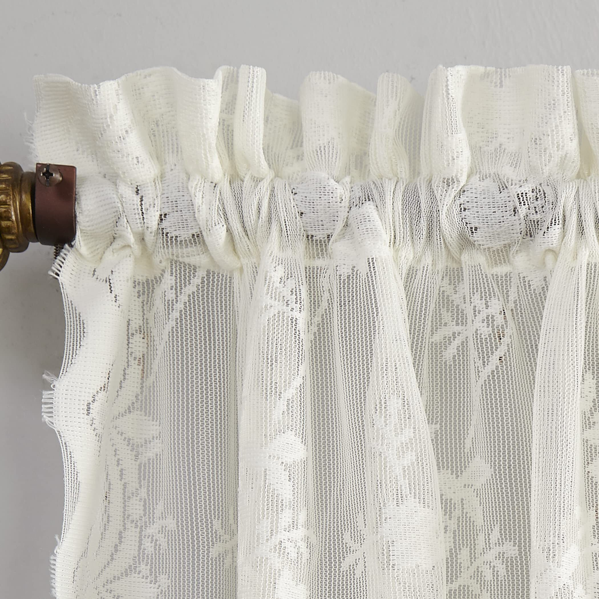 No. 918 Alison Floral Lace Sheer Rod Pocket Kitchen Curtain Valance, 58"" X 14"", Ivory