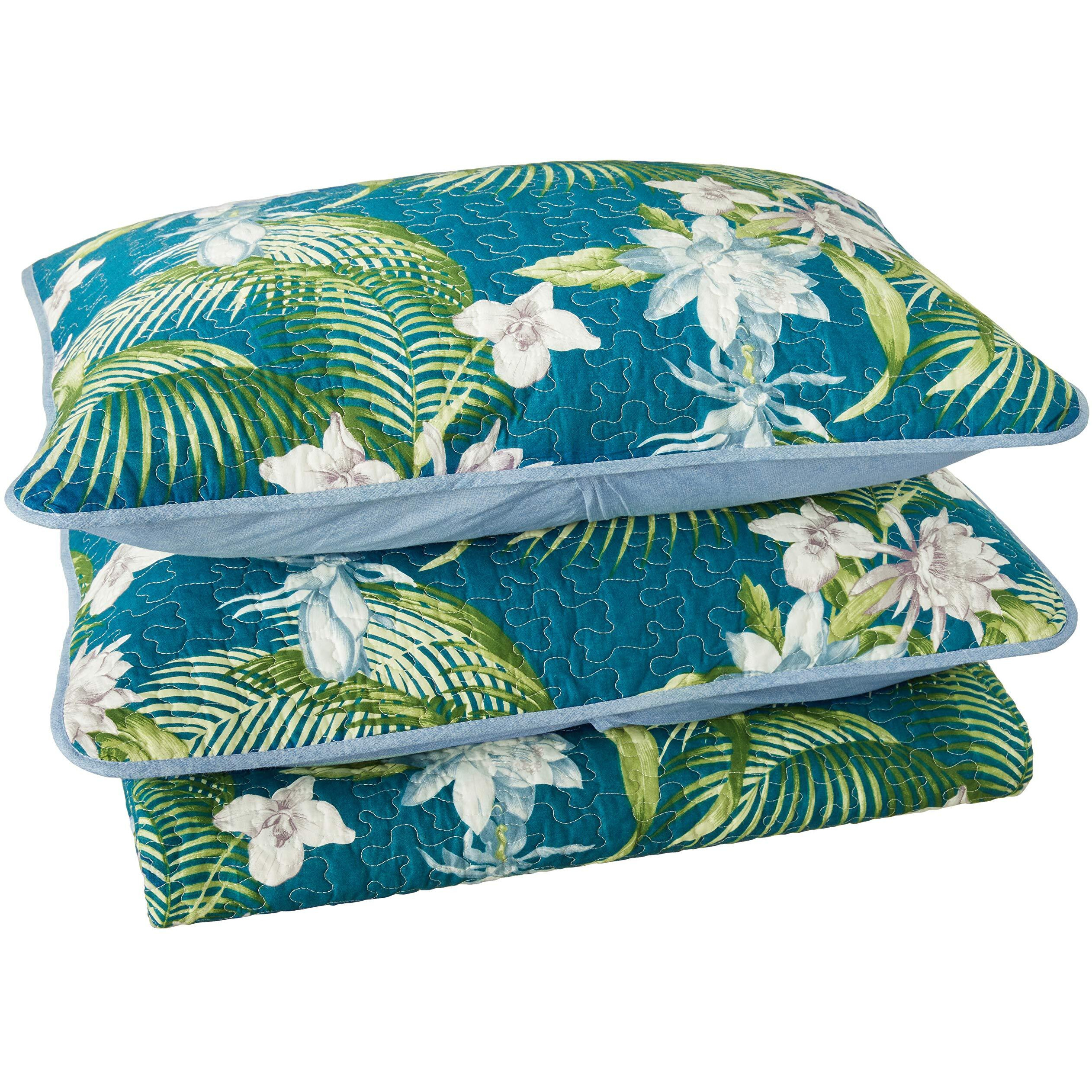 Tommy Bahama - Queen Quilt Set, Reversible Cotton Bedding With Matching Shams, Breathale Home Decor For All Seasons (Southern Breeze Dark Blue, Queen)