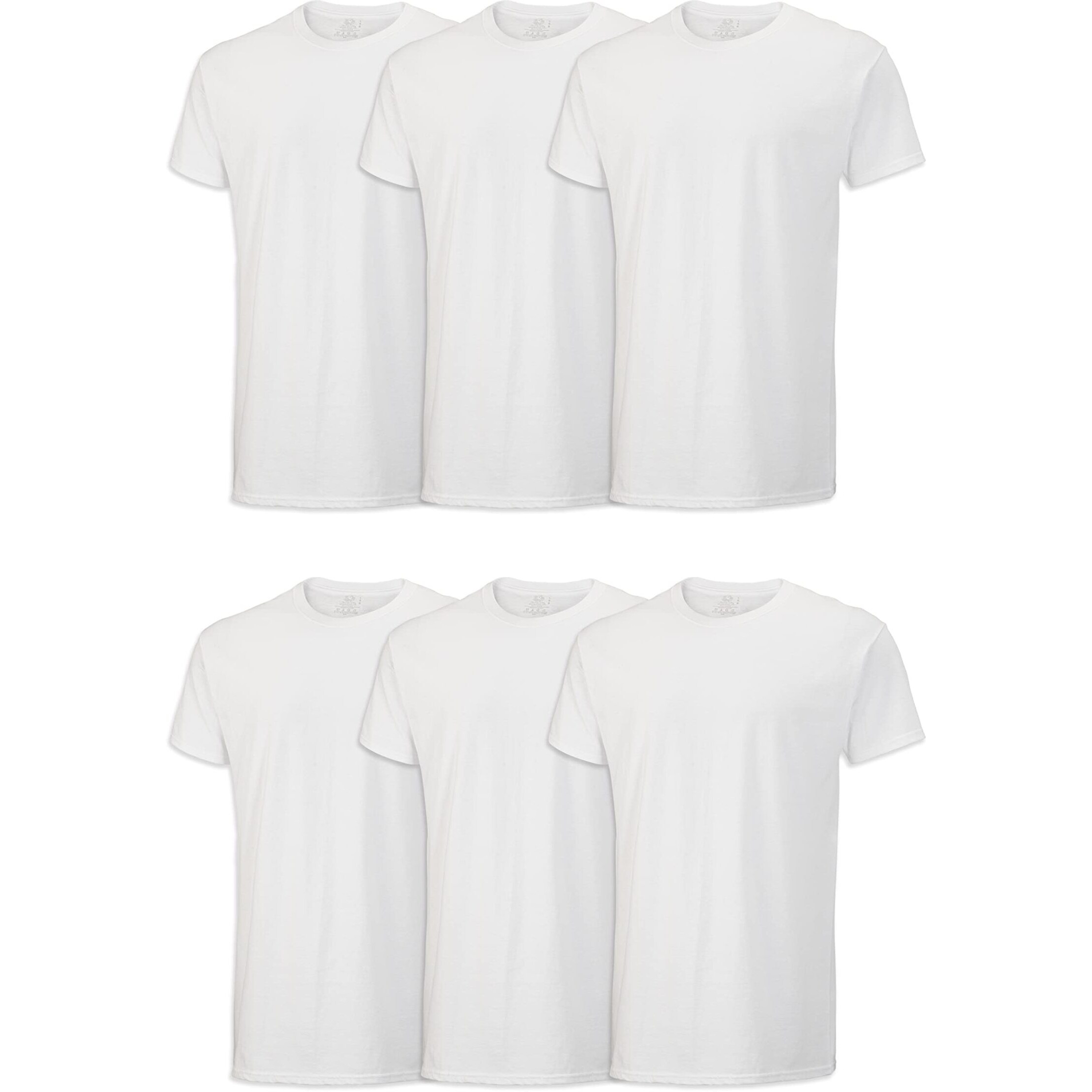 Fruit Of The Loom Men's Stay Tucked Crew T-Shirt - Medium - White (Pack Of 6)