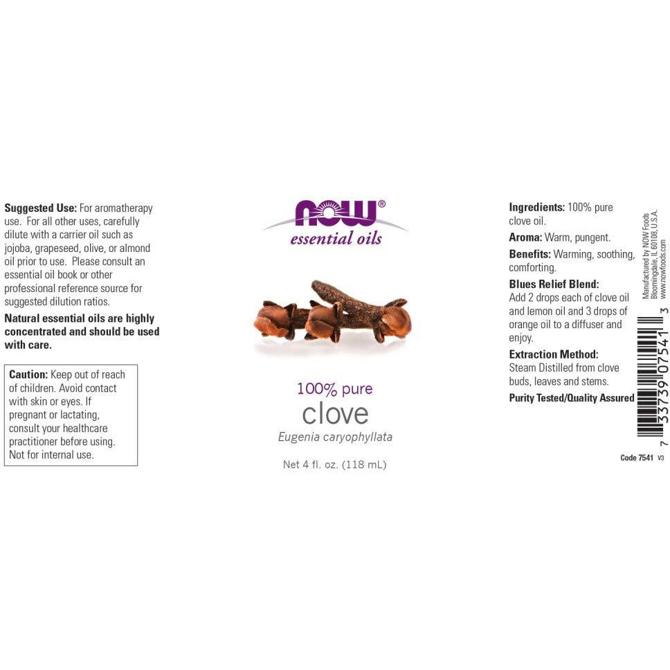 Now Foods Essential Oil, Clove, 4 Fluid Ounce + 1 Glass Dropper