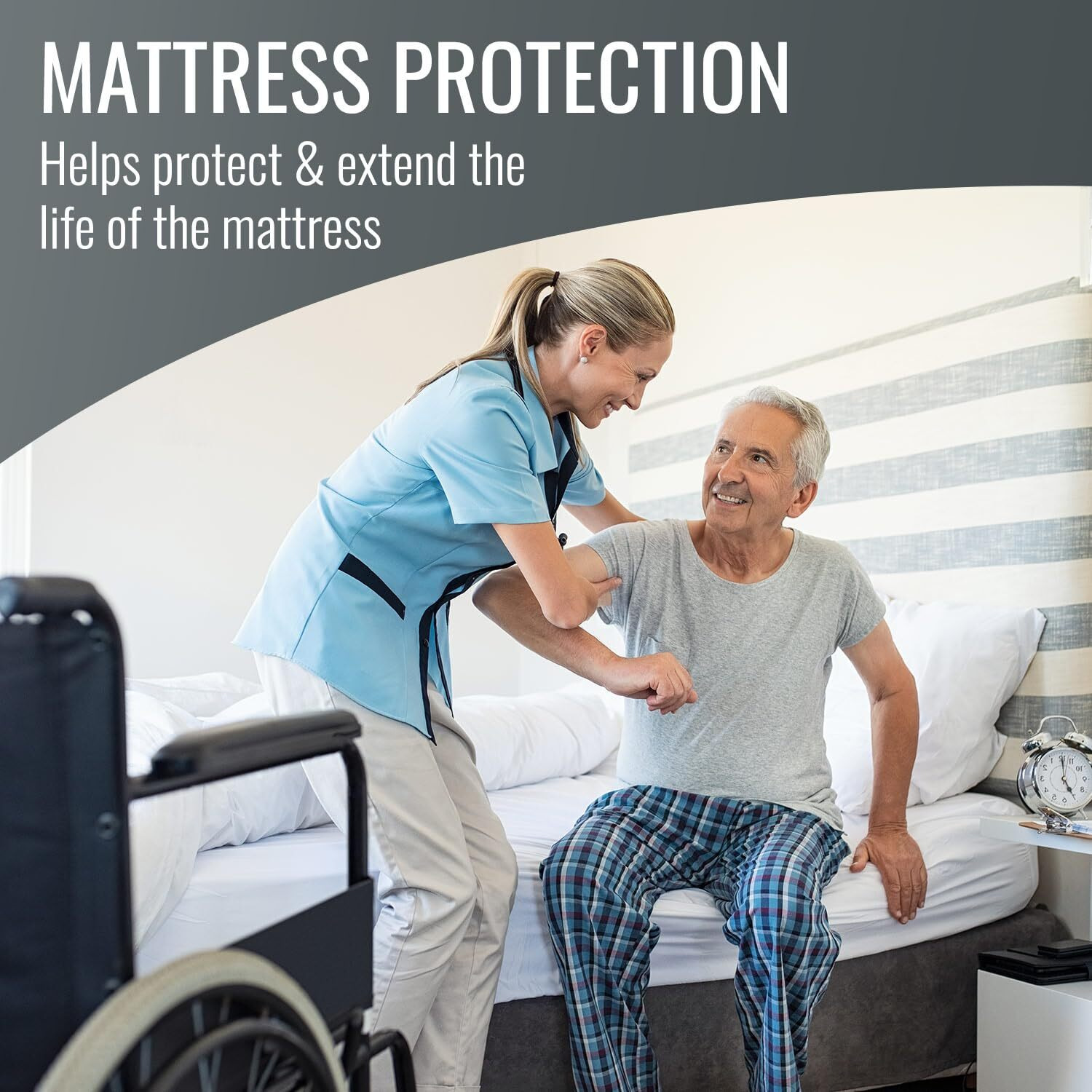 Dmi Waterproof Mattress Protector, Mattress Pad, Waterproof Mattress Cover, Bed Pad And Bed Cover, Encased Zippered Fit, Queen (Pack Of 1), White