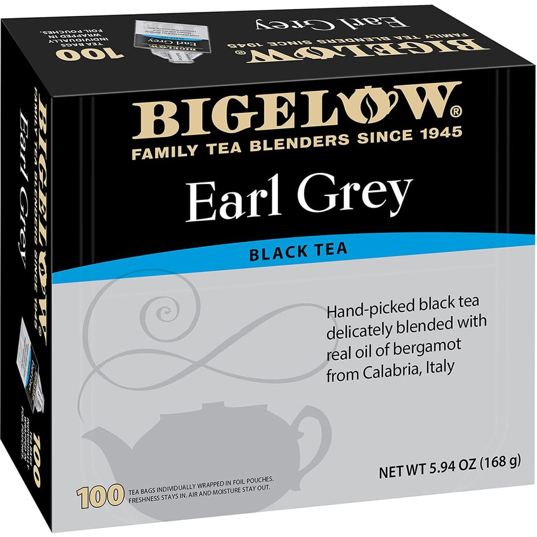 Bigelow Tea Earl Grey Black Tea, Caffeinated Tea, 100 Count Box (Pack Of 1)