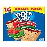 Pop-Tarts Strawberry Unfrosted Toaster Pastries 16 Toaster 29.3 Oz