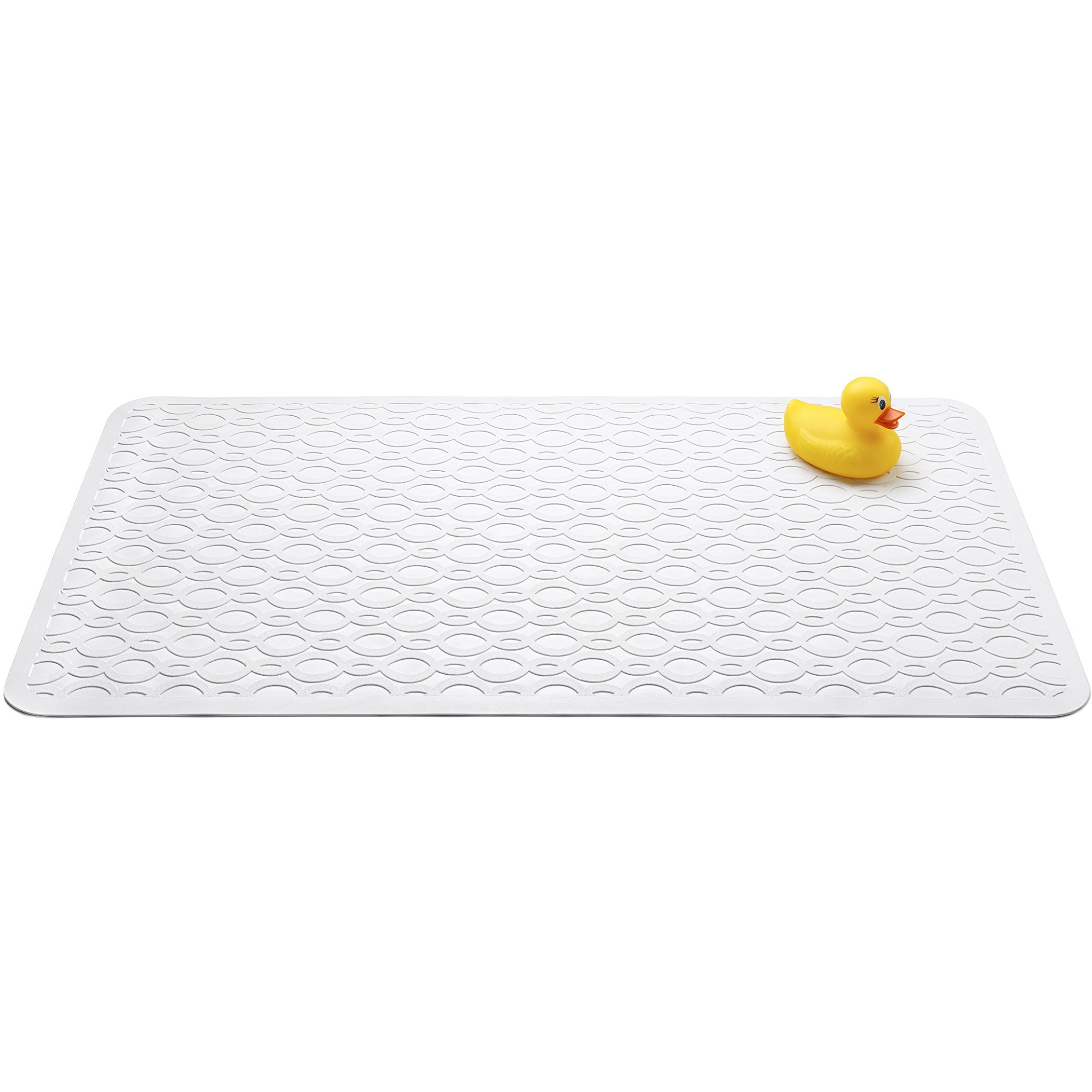 Slipx Solutions Durable Large Rubber Safety Mat 27 X 15, Feel Safe And Surefooted In Your Bath Or Shower, Extra Grippy Surface Texture And Over 200 Power Grip Suction Cups, Machine Washable, White