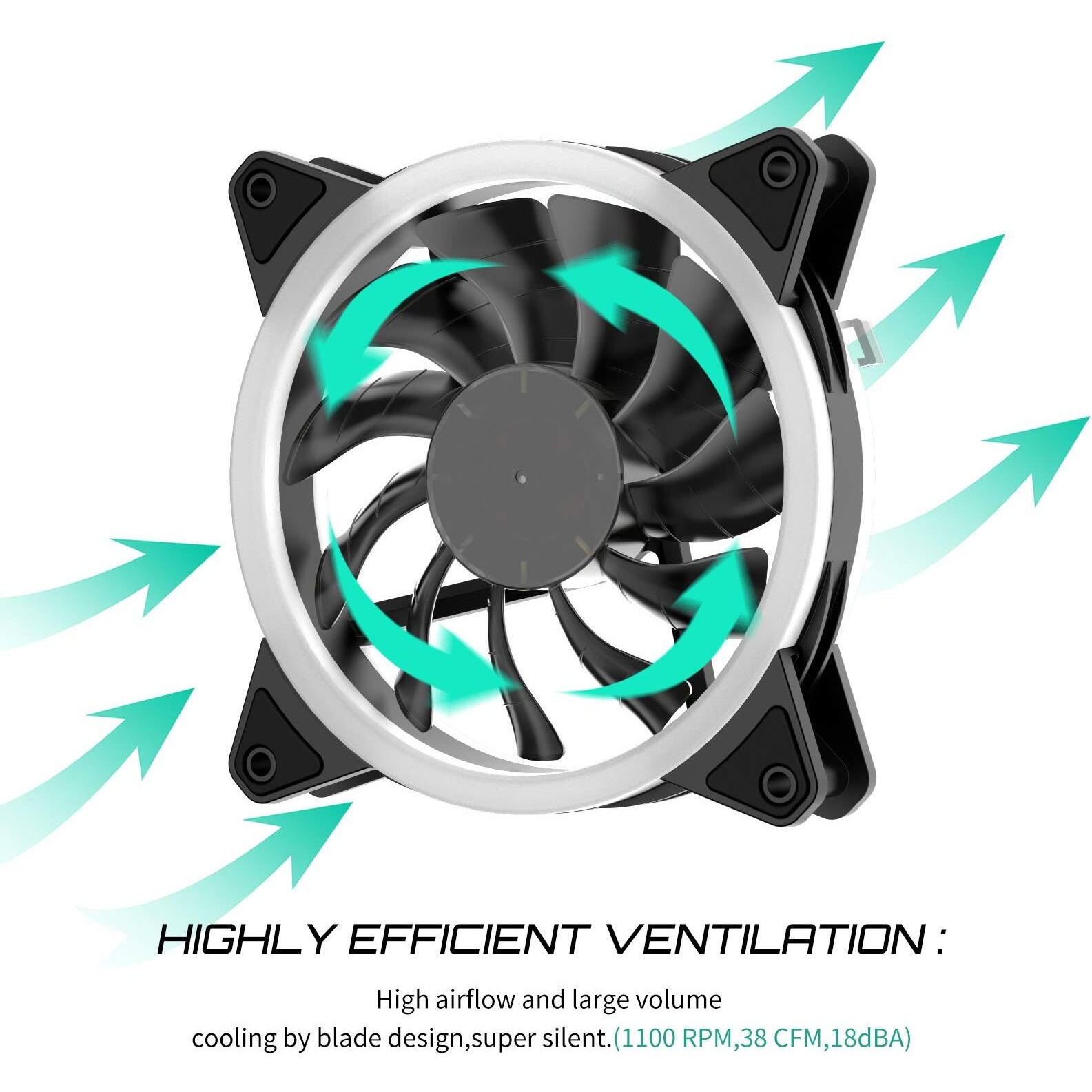 Uphere 120Mm Rgb Case Fan Fan,Quiet Edition High Airflow Led Case Fan For Pc Cases-3 Pack,Rgb123-3