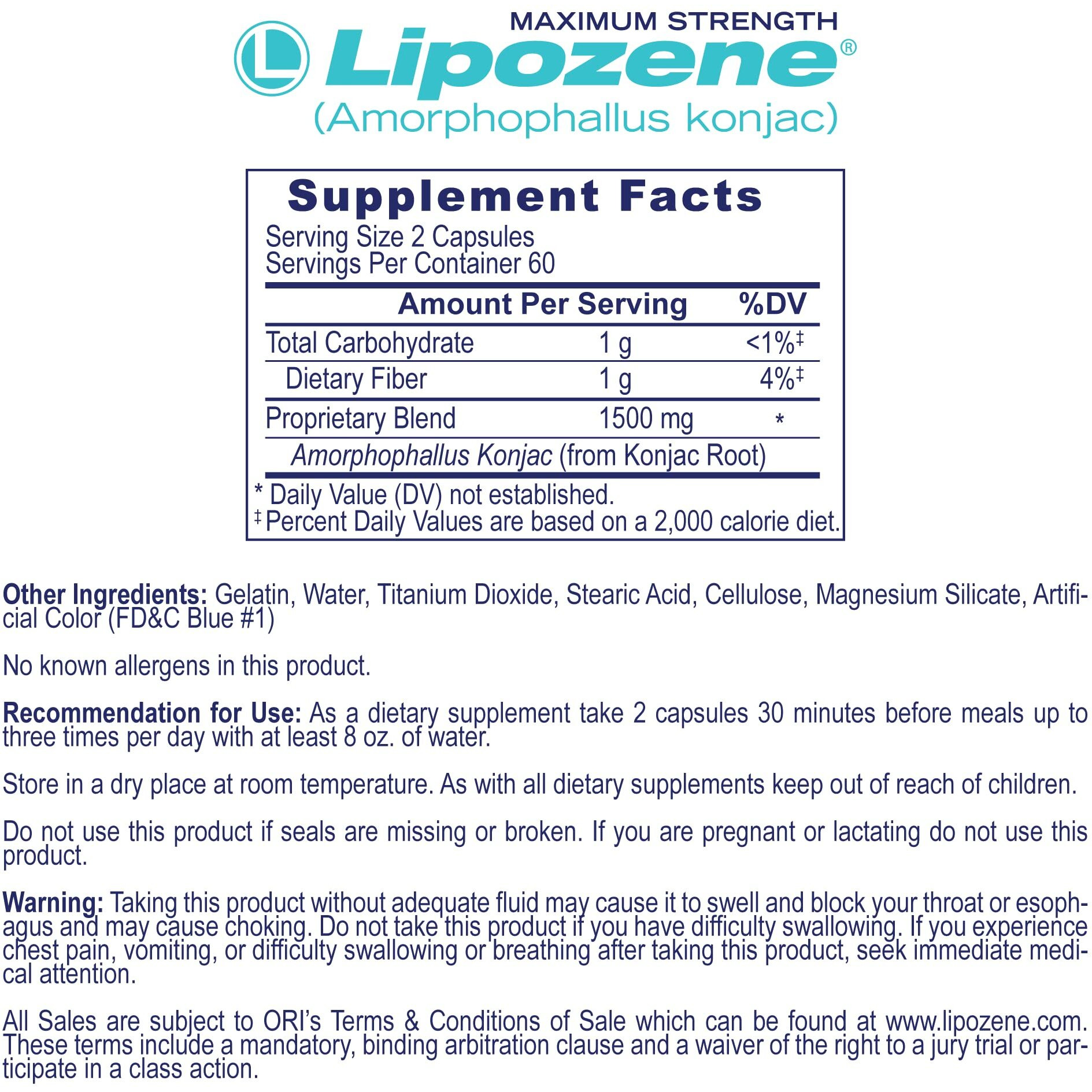 Lipozene Mega Bottle - 120 Capsules, Making It Our Largest Size Available - Appetite Suppressant