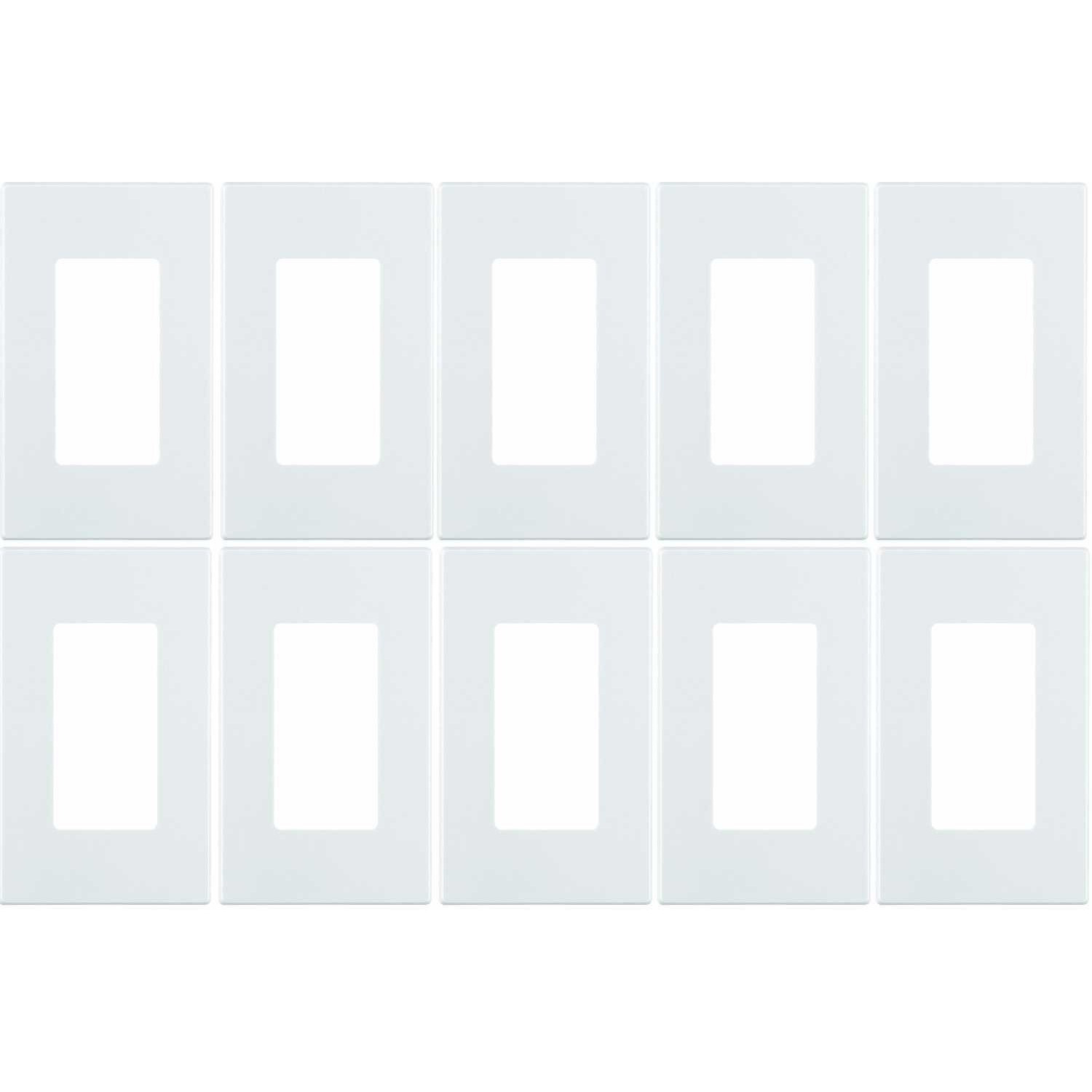 Leviton 80301-Sw 1-Gang Decora Plus Wallplate Screwless Snap-On Mount (10 Pack, White)
