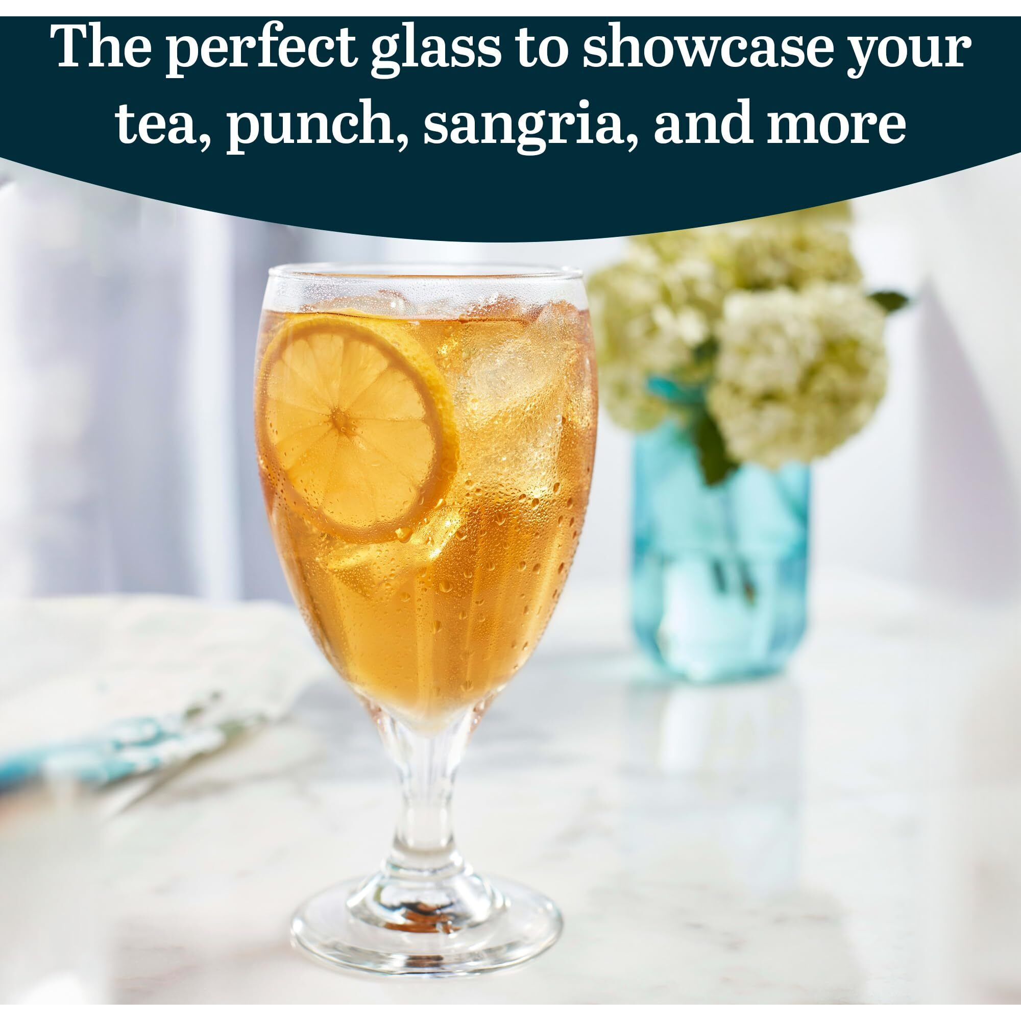 Libbey Classic Clear Glass Goblets Set Of 12, Dishwasher Safe Drinking Goblets For Iced Tea, Sangria, And More, Ideal Goblet Glassware For Parties
