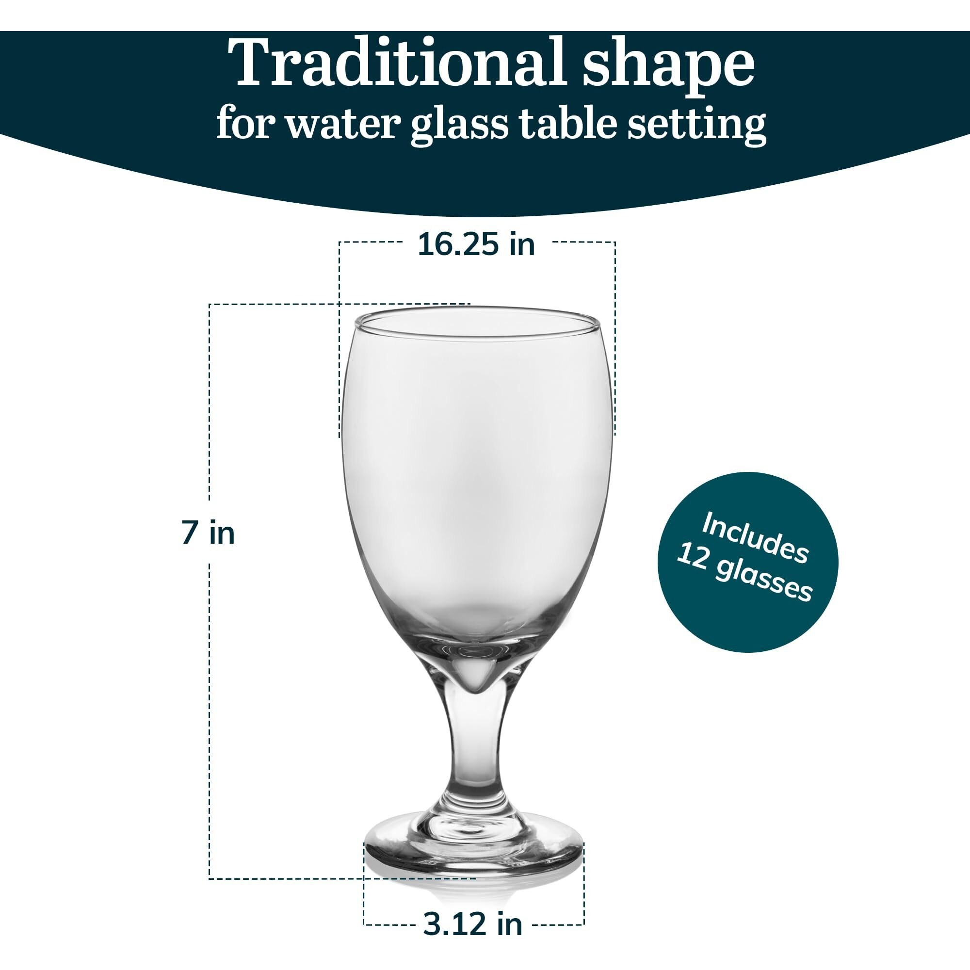 Libbey Classic Clear Glass Goblets Set Of 12, Dishwasher Safe Drinking Goblets For Iced Tea, Sangria, And More, Ideal Goblet Glassware For Parties