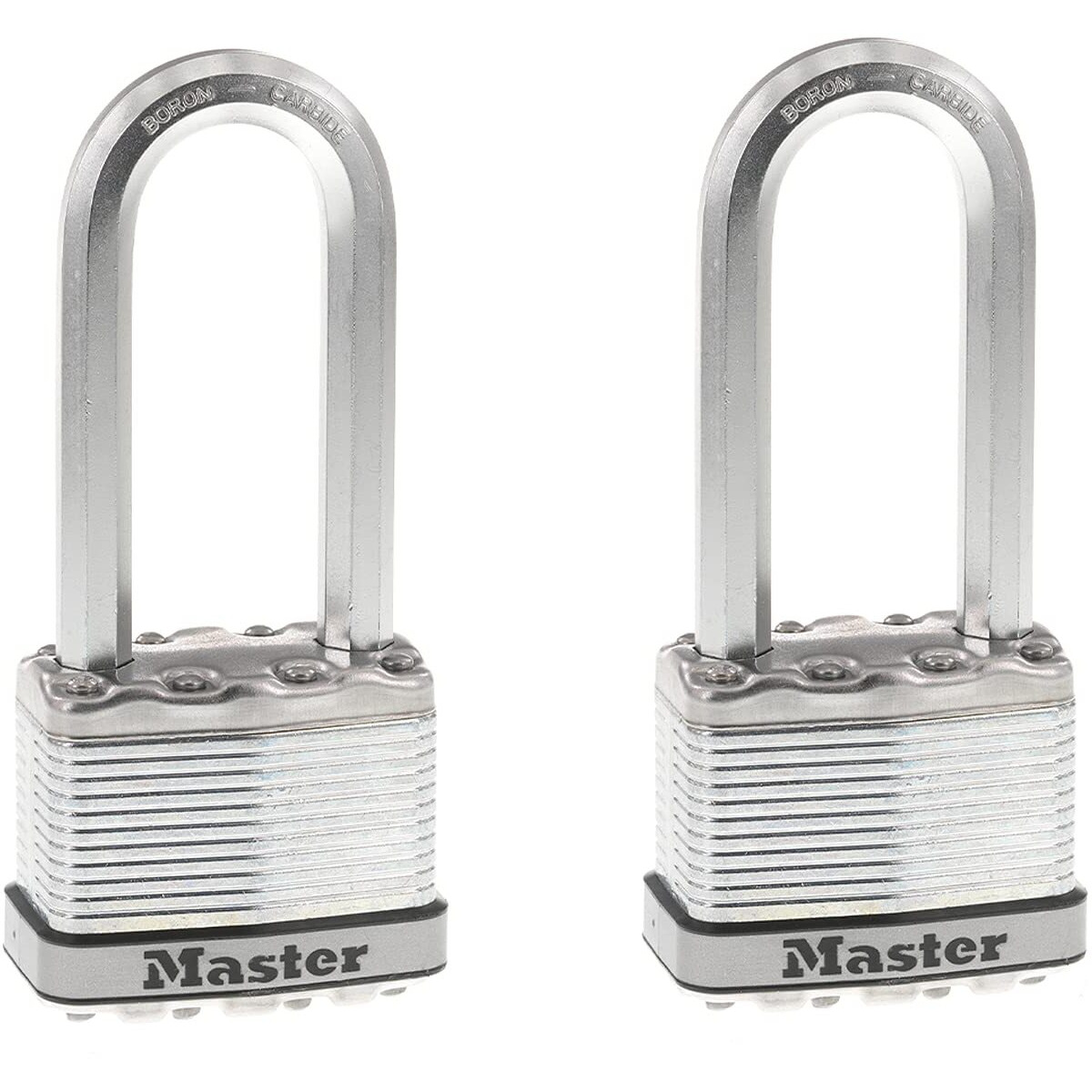 Master Lock M5Xtlj Magnum Heavy Duty Outdoor Padlock With Key, 2 Pack Keyed-Alike,Silver