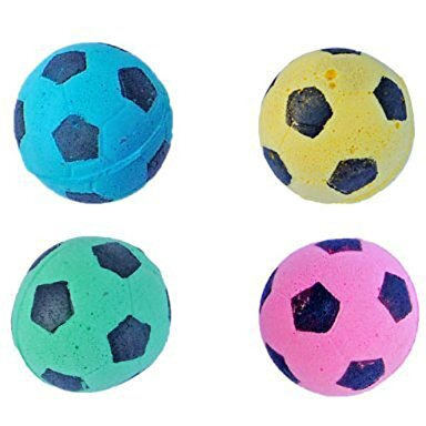 Petfavorites Cat Toy, Foam Sponge Soccer Ball (12 Pack), Interactive Pet Kitten Cat Exercise Toy Balls, Soft, Bouncy, Noise Free, Indoor, Pink, Yellow, Blue, Green
