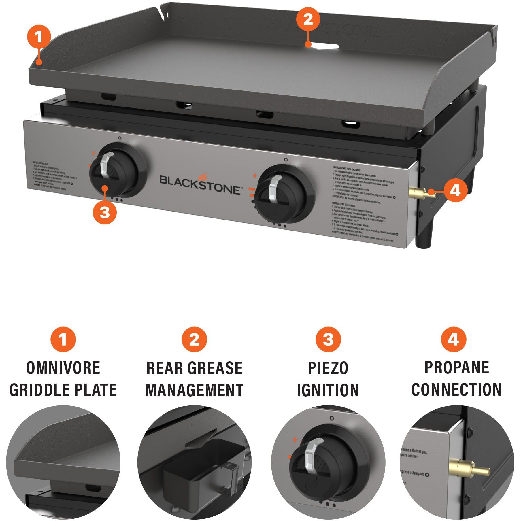 Blackstone 1666 22    Tabletop Griddle With Stainless Steel Faceplate, Powder Coated Steel, Black