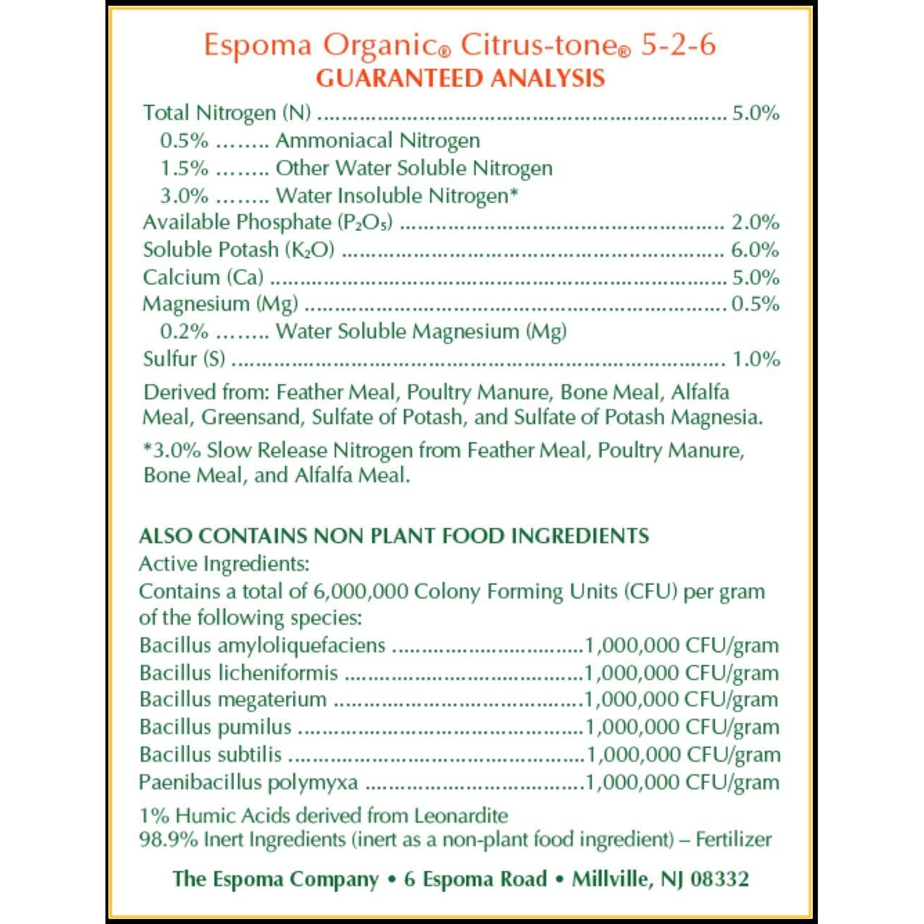 Espoma Organic Citrus-Tone 5-2-6 Natural & Organic Fertilizer And Plant Food For All Citrus, Fruit, Nut & Avocado Trees 4 Lb. Bag. Promotes Vigorous Growth & Abundant Fruit