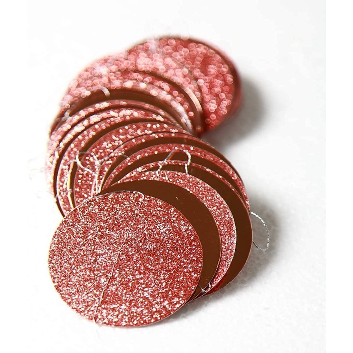 Decor365 Glitter Rose Gold Circle Dots Garland Party Decorations Paper Polka Dots Hanging Streamer String Bunting Banner Backdrop Background Decor Wedding Birthday Anniversary Engagement Christmas