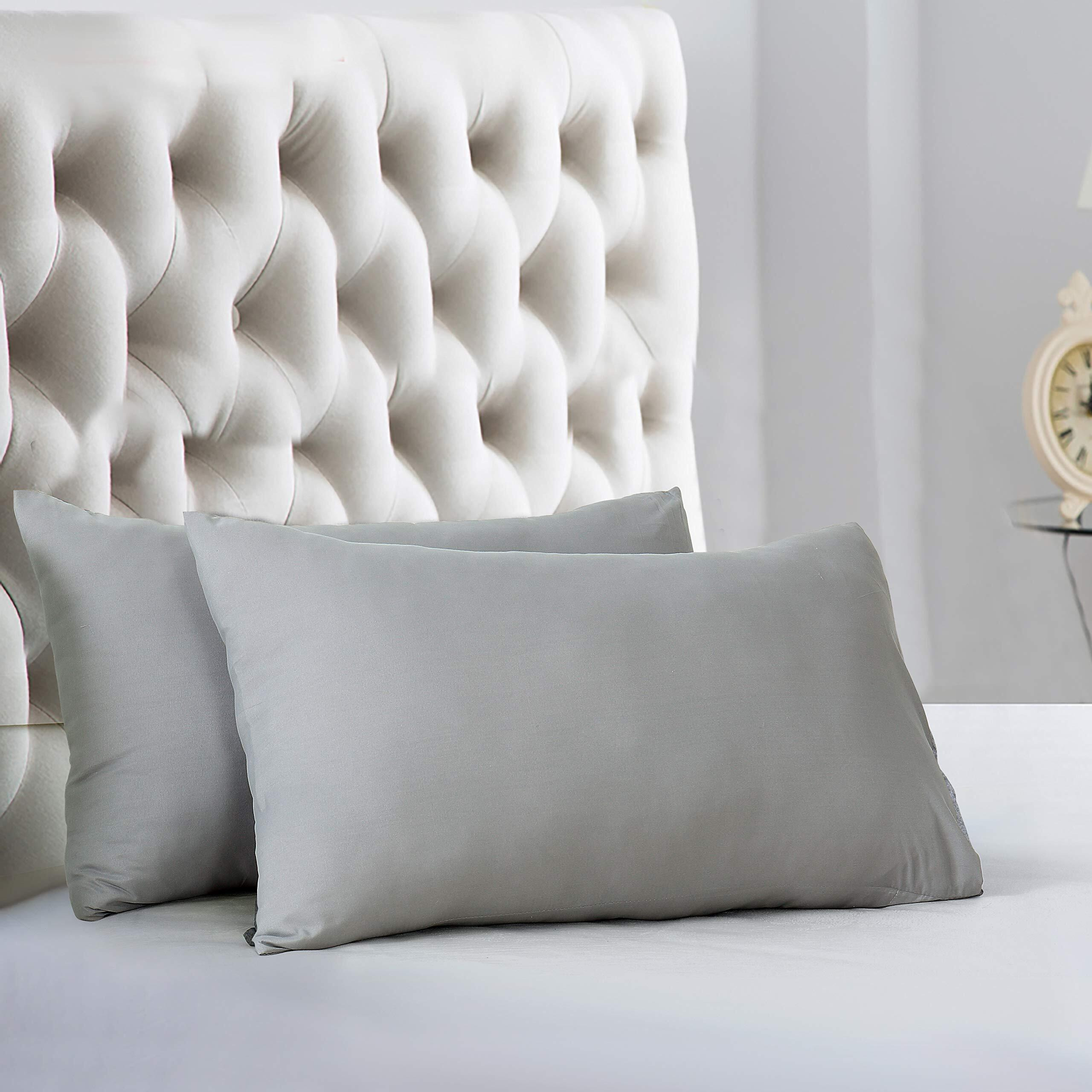 Evolive Ultra Soft Brushed Microfiber King Size 20"&quotX40"" Pillowcases Pair With Envelope Clousure Set Of 2 (20"&quotX40"" King, Silver Grey)