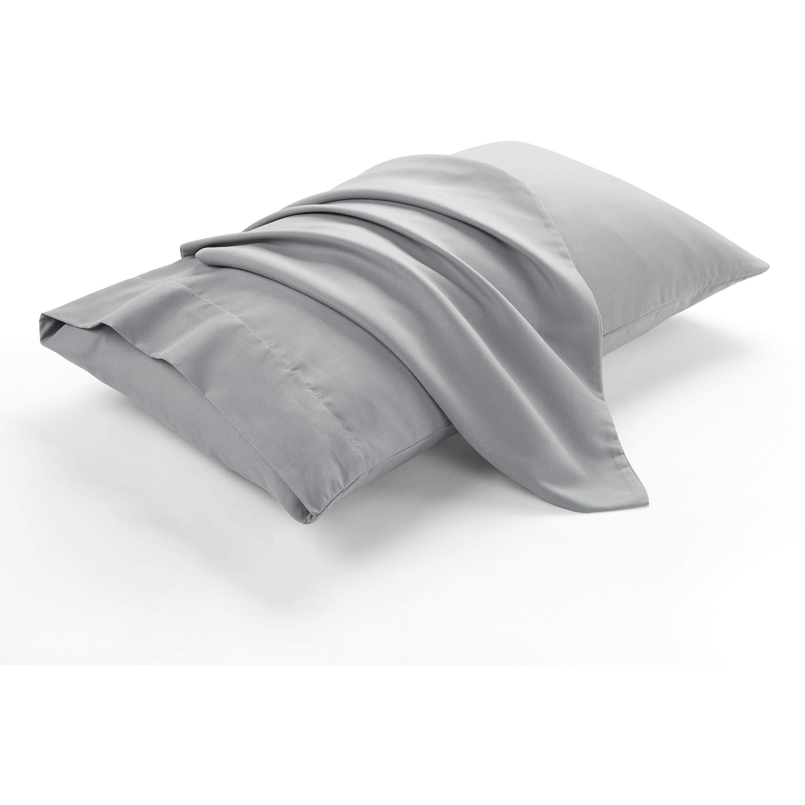 Evolive Ultra Soft Brushed Microfiber King Size 20"&quotX40"" Pillowcases Pair With Envelope Clousure Set Of 2 (20"&quotX40"" King, Silver Grey)