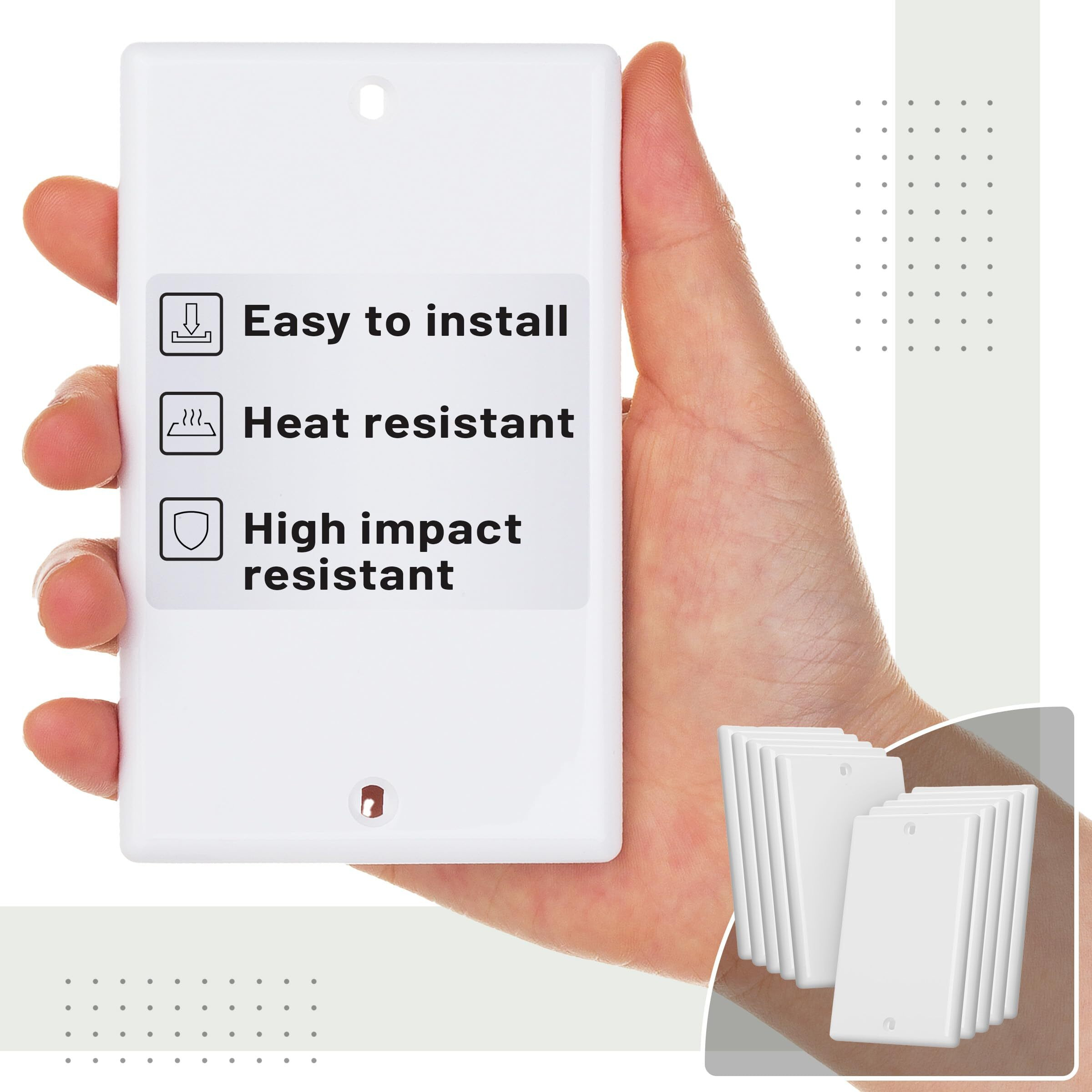 Bates- Blank Wall Plate, Wall Plates, Pack Of 10, Wall Plate Cover, 1 Gang, Outlet Cover Plate, Receptacle Cover, Wall Outlet Cover, Outlet Cover, Blank Wall Plate White, Blank Outlet Covers