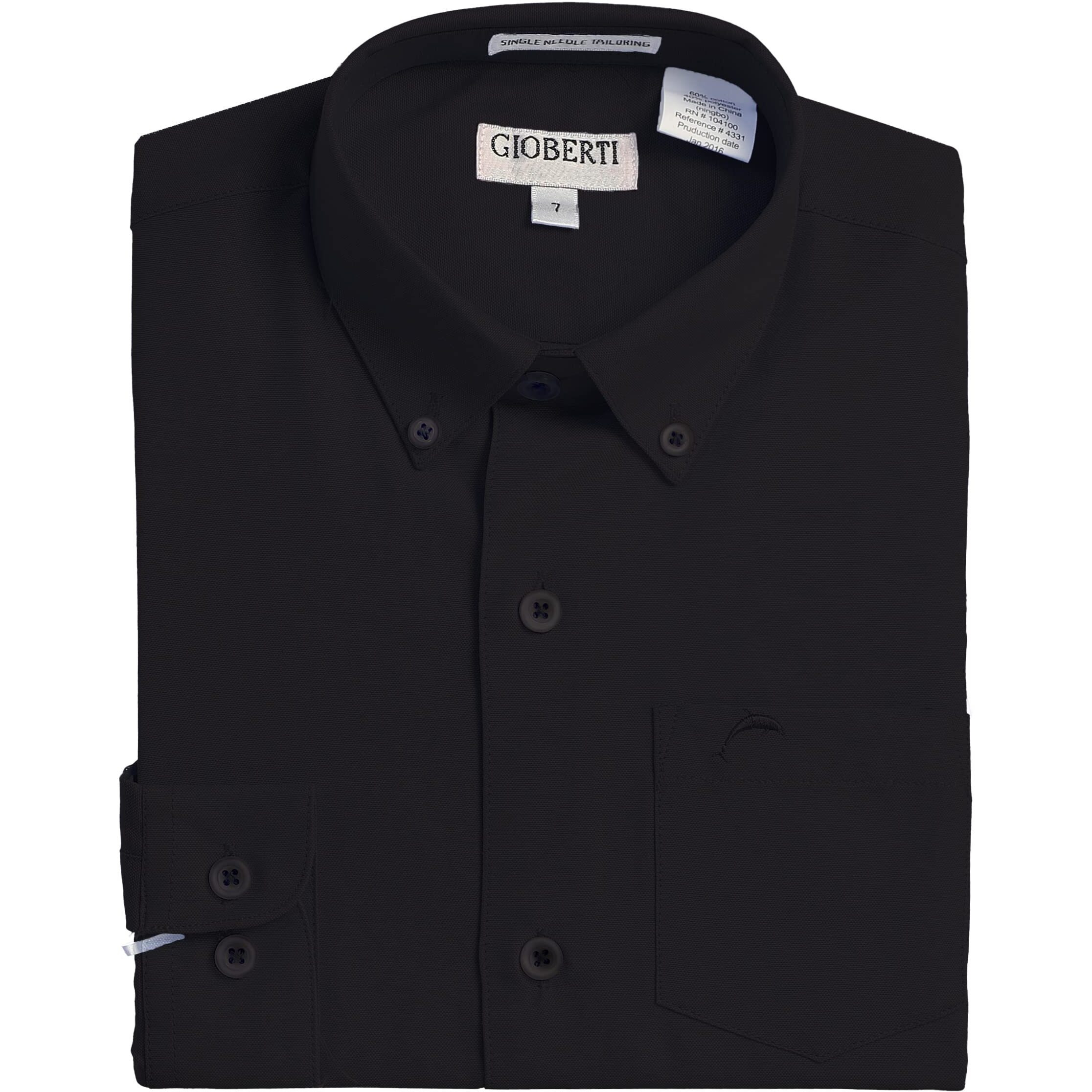 Gioberti Boy's Oxford Long Sleeve Dress Shirt, Black, Size 12