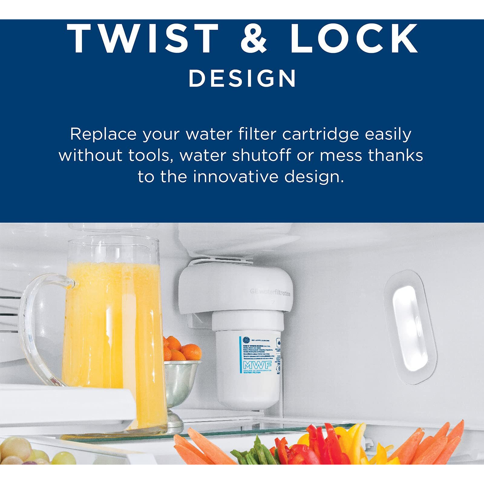 Ge Mwf Refrigerator Water Filter, Genuine Replacement Filter, Certified To Reduce Lead, Sulfur, And 50+ Other Impurities, Replace Every 6 Months For Best Results, Pack Of 1