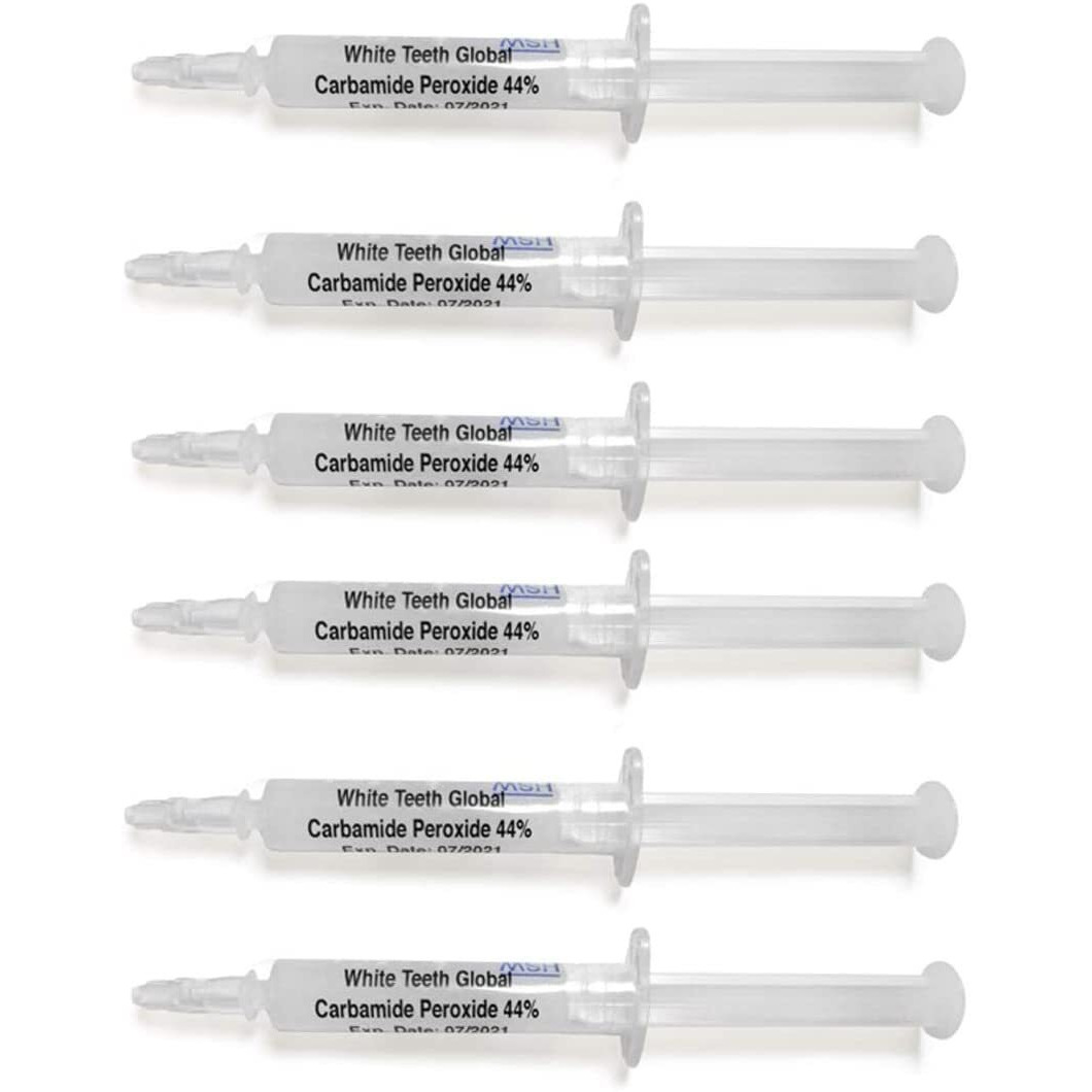 White Teeth Global Teeth Whitening Gel 44% Carbamide Peroxide, 6 Tooth Bleaching Gel Syringes