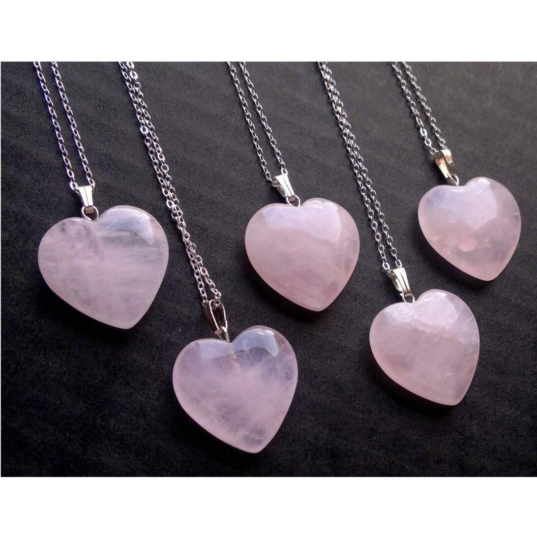 1Pc Adabele Real Sterling Silver Pink Rose Quartz Gemstone Large Heart Drop Pendant Necklace 18 Inch Healing Crystals Chakras Stone Jewelry Gift Nk18-17