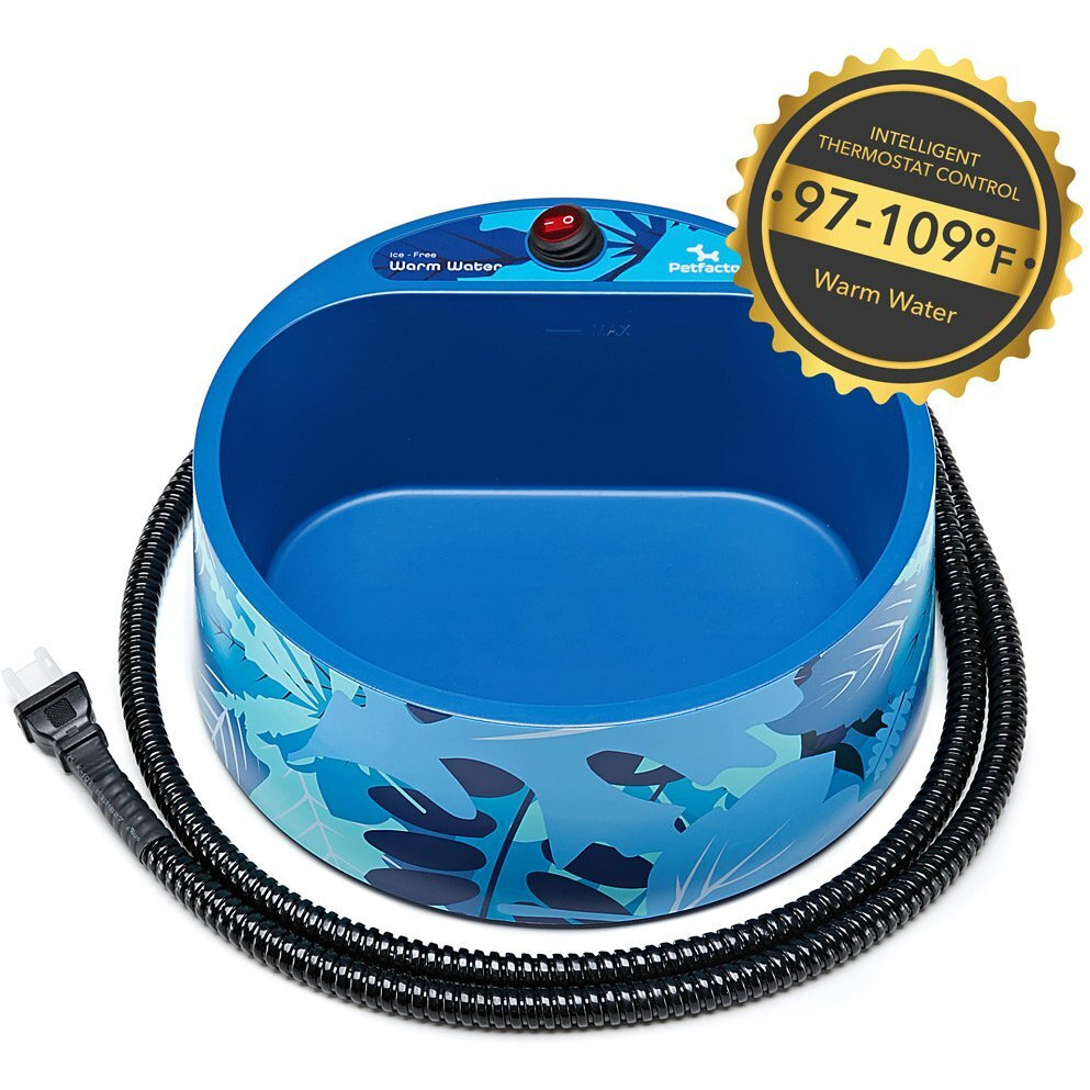 Petfactors Heated Pet Bowl, Outdoor Pet Thermal Water Bowl, Dog Cat Heated Water Bowl With 69 Inch Chew Resistant Cord And Waterproof On/Off Switch