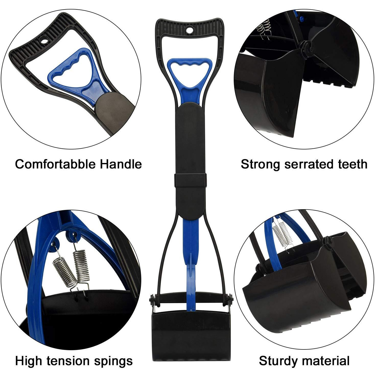 Petinccn Pooper Scooper Long Handle Top Paw Jaws Poop Scoop Dog Sanitary Waste Pickup Removal For Small,Medium, Large, Xl Pets Waste Bag Holder Feces Remover Portable Heavy Duty Disposer With Bags