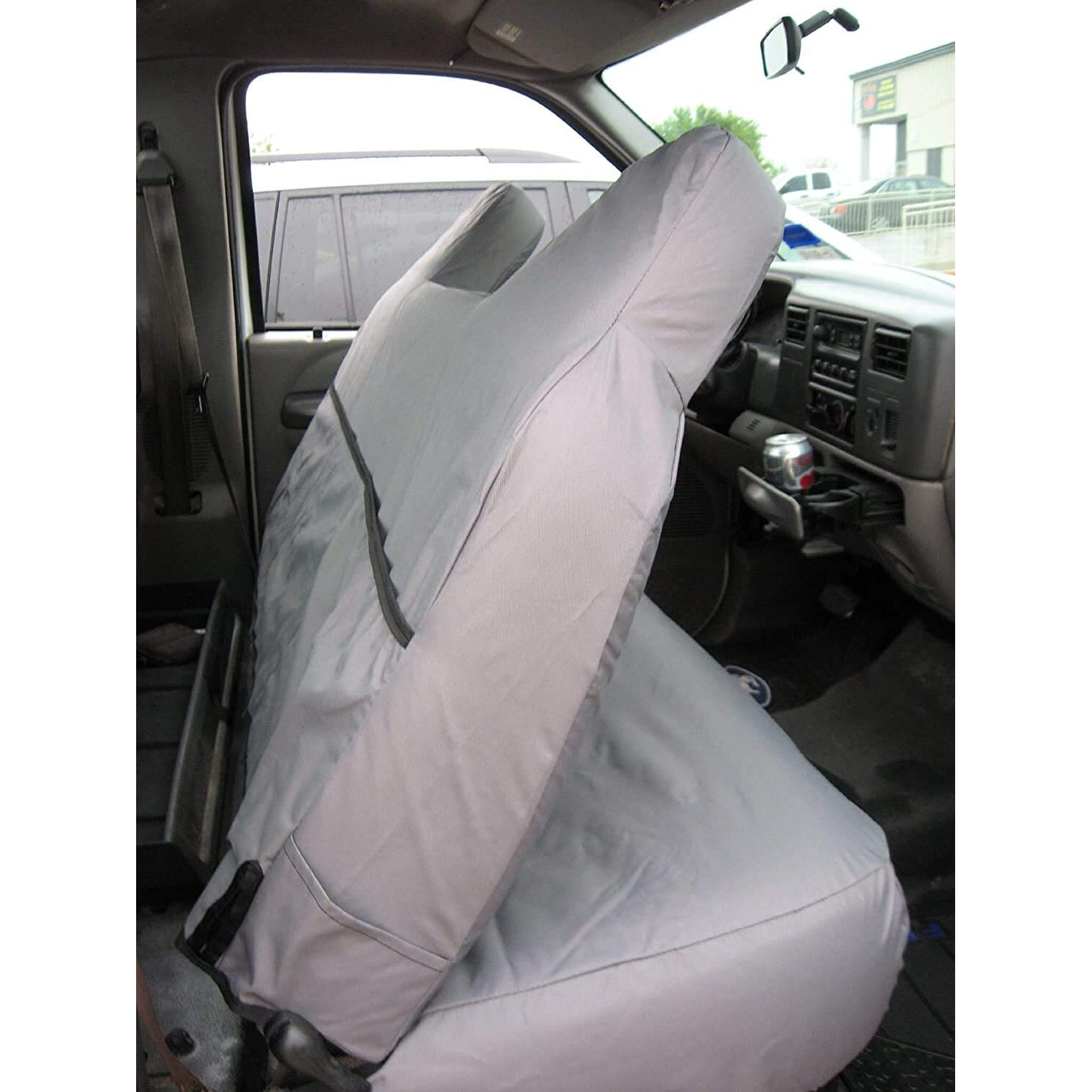 Durafit Seat Covers For 1999-2007 Ford F250-F550 Work Truck With A Front Solid Bench Seat, Custom Exact Fit Seat Covers (F236 V7 Gray Velour)
