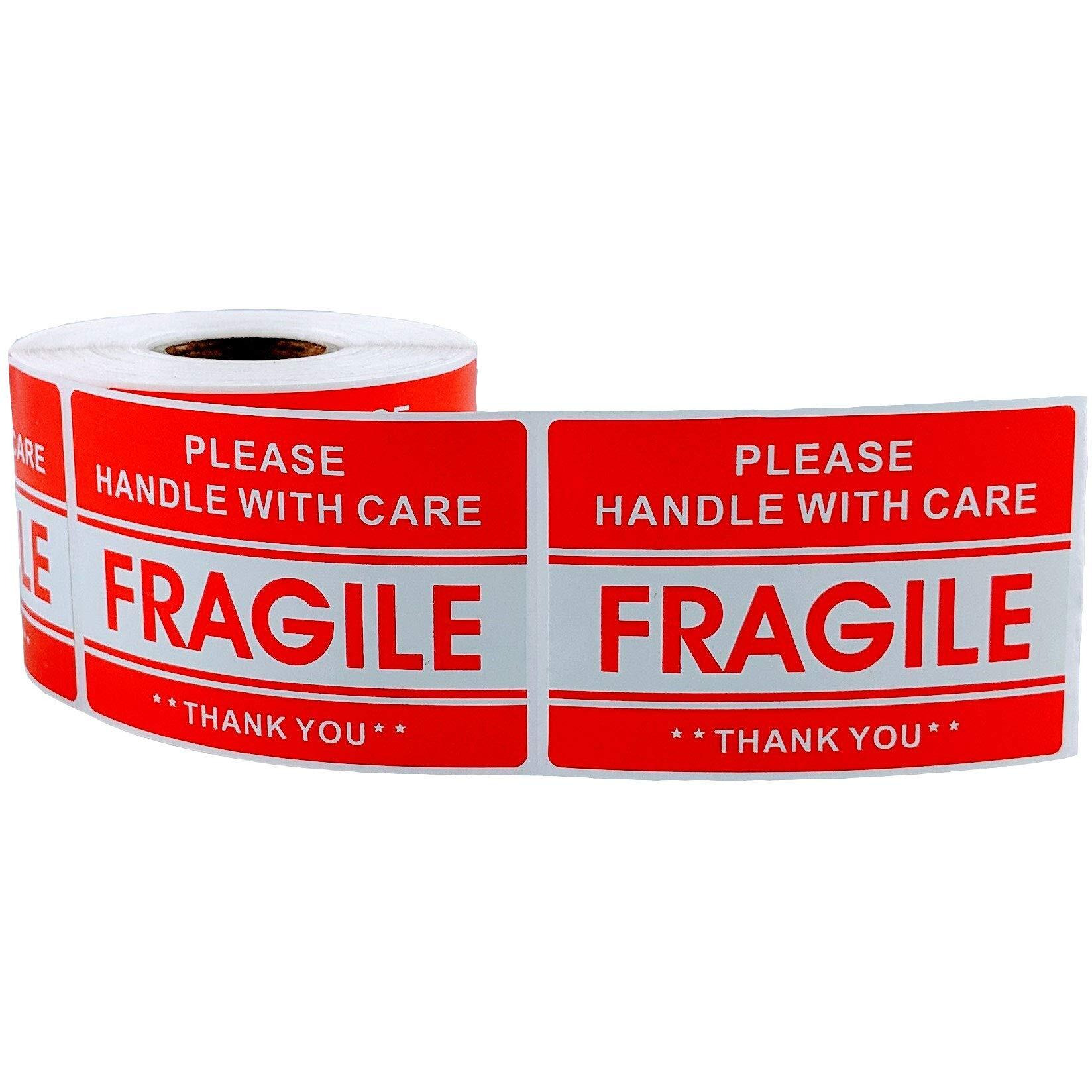 Eps Please Handle With Care - Fragile - Thank You Shipping Stickers, 2"&quotX3"", 500 Per Roll (1 Roll)