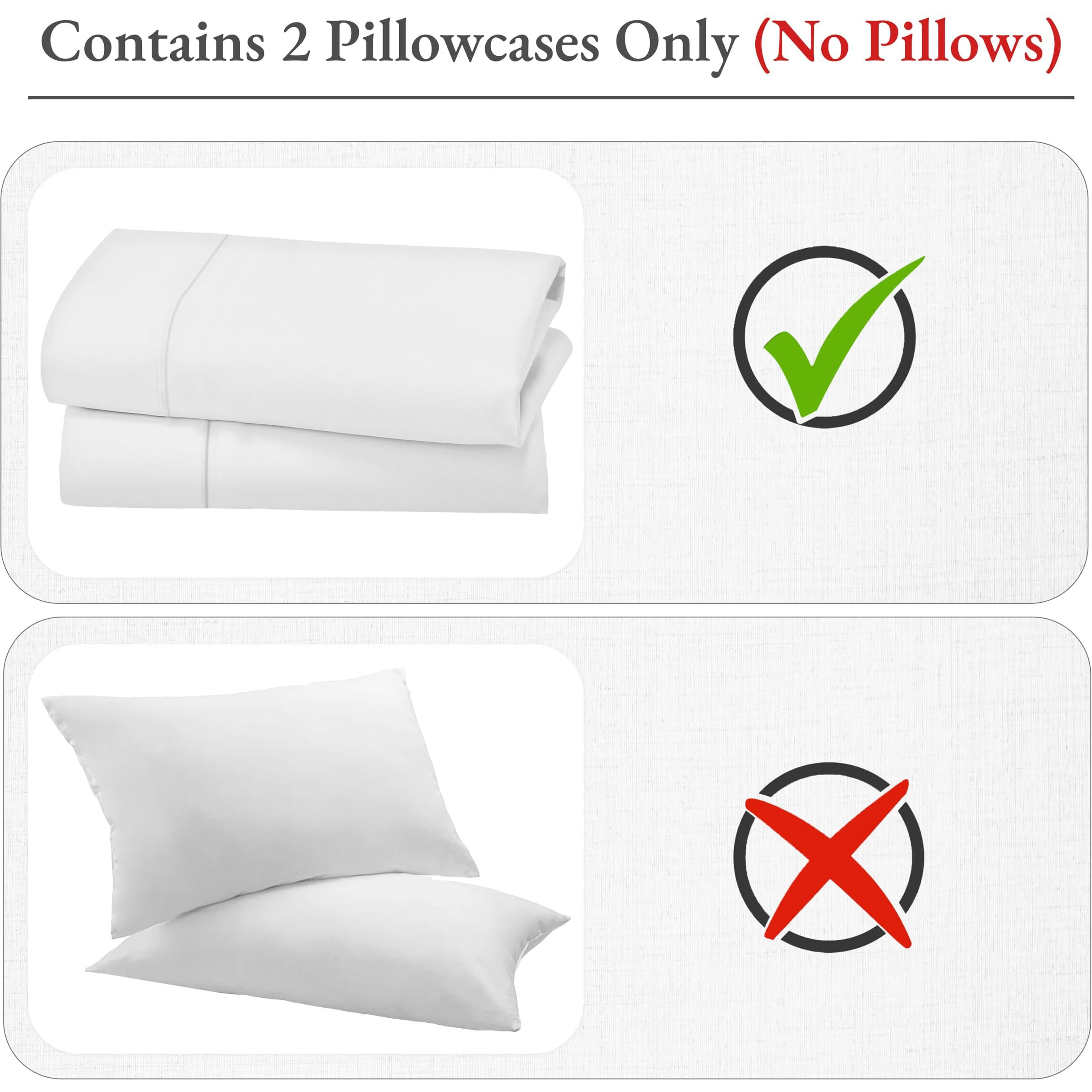 California Design Den Standard Queen Size Pillowcase Set - 400 Thread Count, 100% Cotton Sateen, Set Of 2 Pillow Covers, Breathable, Cooling, Soft For Quality Sleep - Bright White